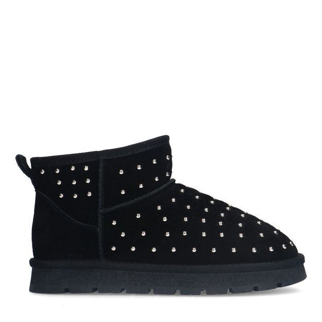 Zwarte suède enkelboots met studs
