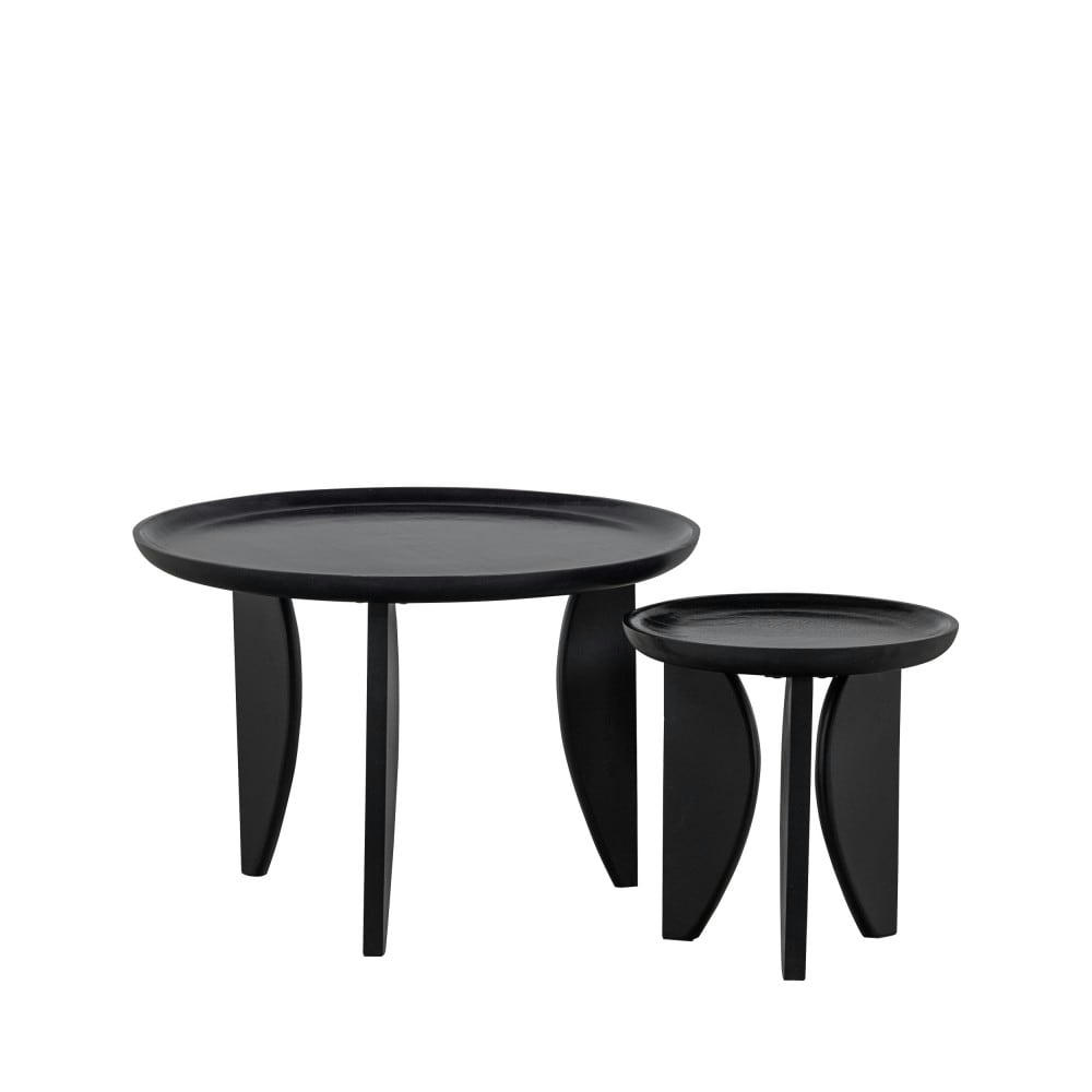 HIGH HEELS - 2 tables basses en bois de manguier D40/D70cm noir