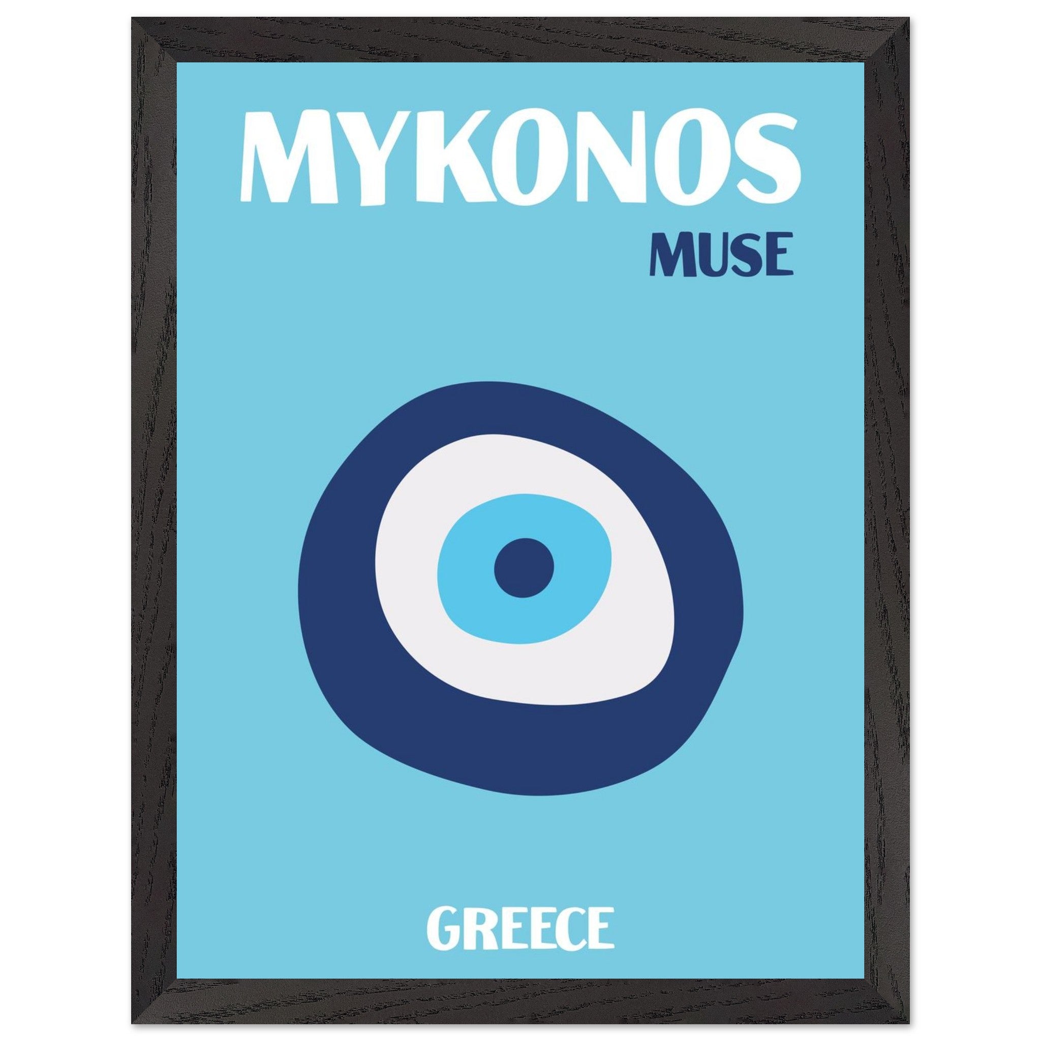 Artfulprints Poster met Lijst Griekenland - Mykonos  - 30x40 cm - Blauw