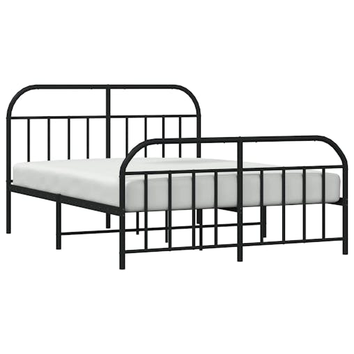 NNEVL Metal Bed Frame with Headboard and Footboard Black 153x203 cm Queen