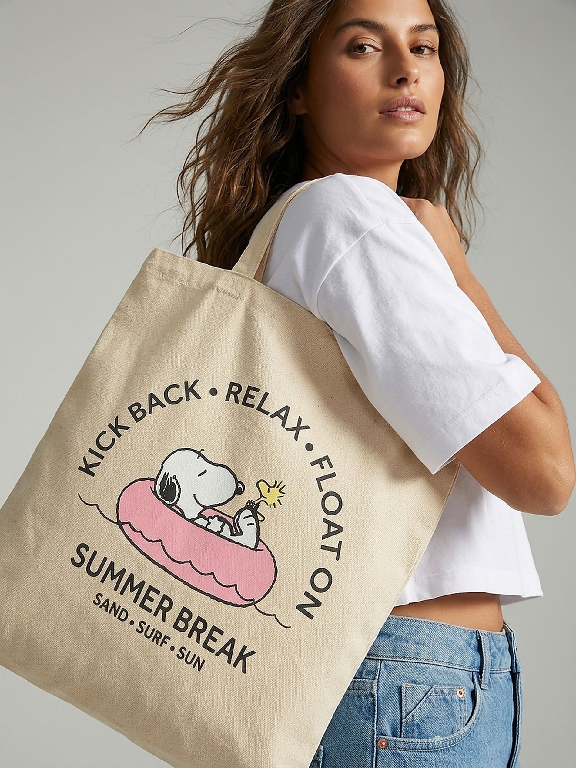 Materiałowa torba shopper z nadrukiem Peanuts