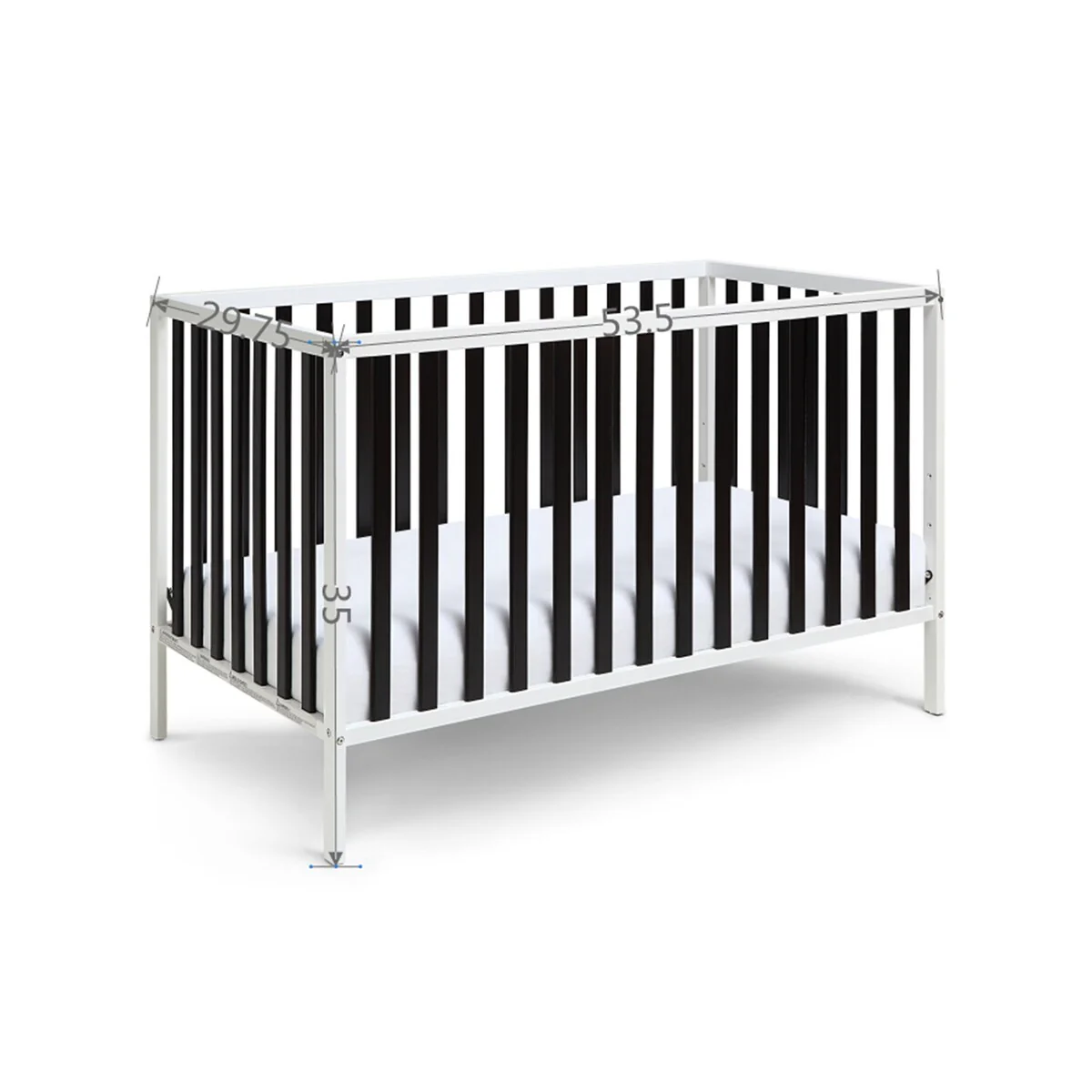 Wood Toddlers Bed Island Crib White & Black