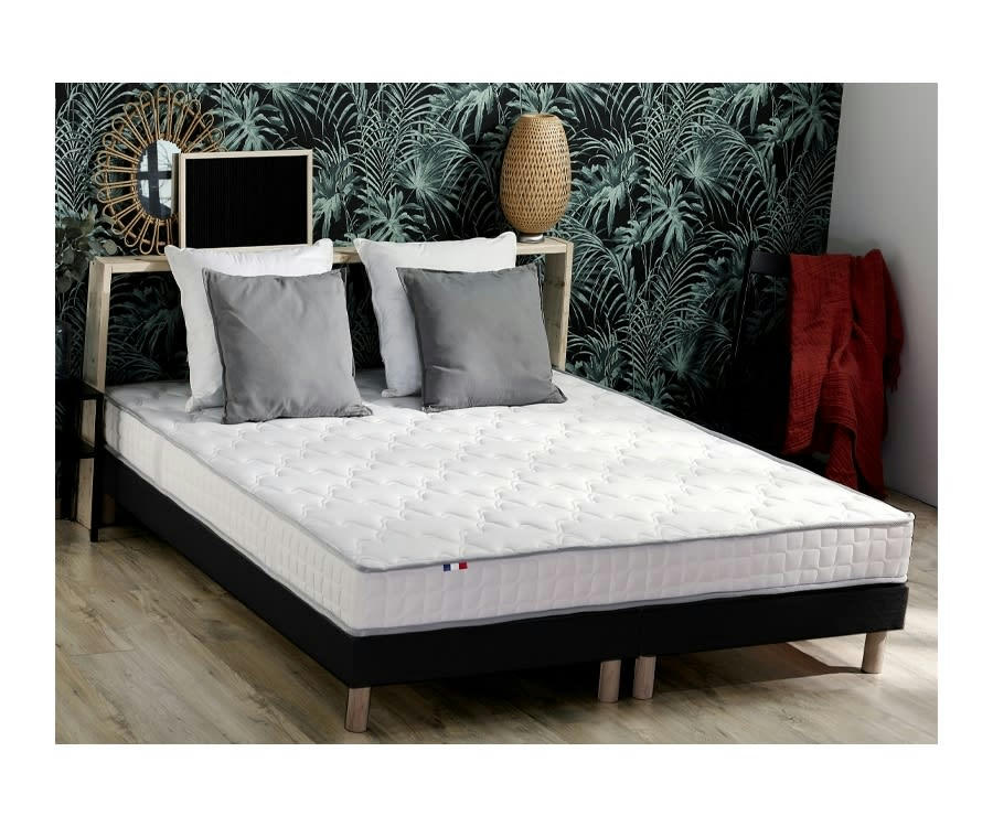 ENSEMBLE CIRRUS - Ensemble matelas mousse sommier noir 160x200