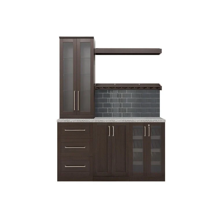 NewAge Products Home Bar 7-Piece Cabinet Set with Glass Subway Tile