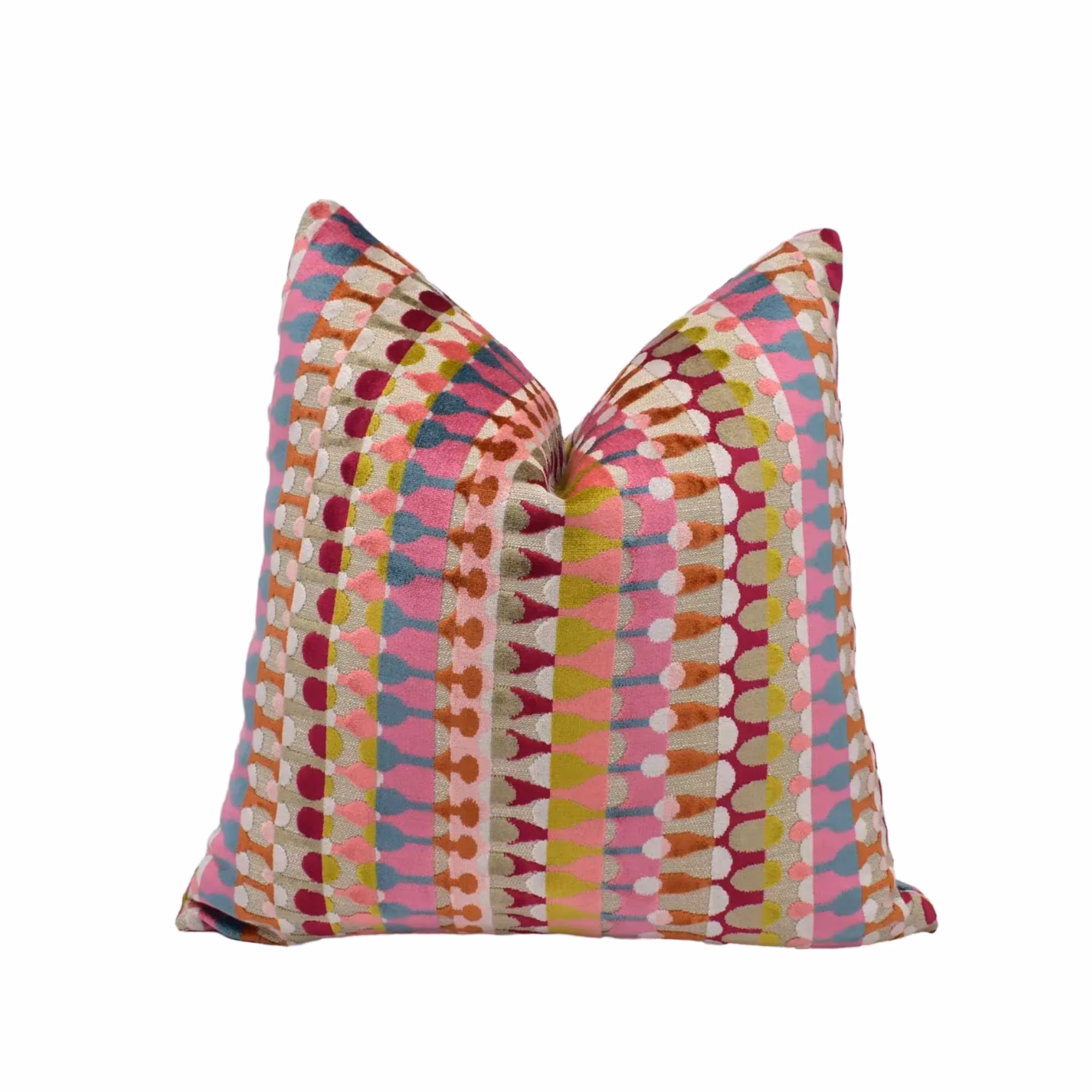 Clarke & Clarke - Orpheus - Magenta / Peacock - Fun Urban Geometric Cut Velvet Designer Cushion Cover - Luxury Throw Pillow - Handmade Home