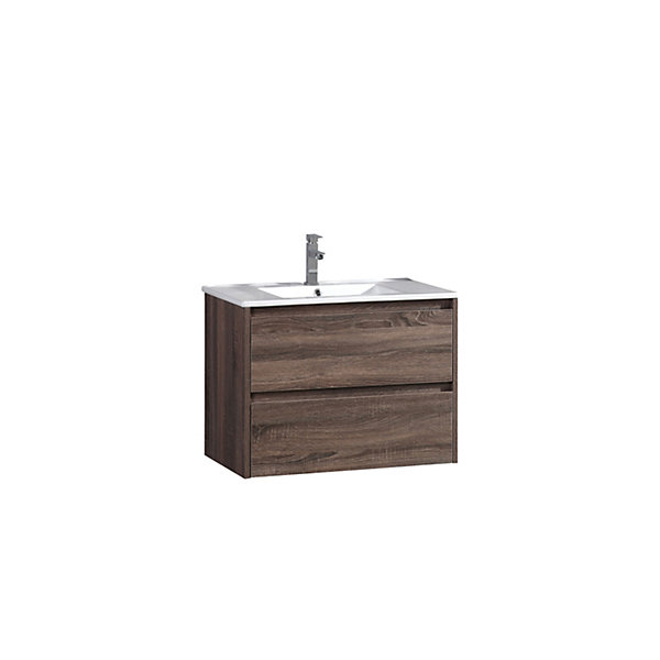 Meuble avec vasque 100 cm chêne californien brun Aquadoli