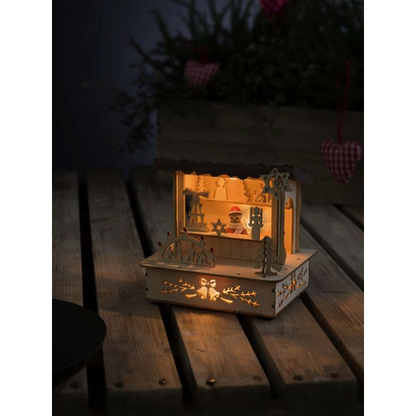 LED Holzsilhouette, Holz, BxHxL: 9,5 x 12,5 x 11,5 cm, inkl. Leuchtmittel