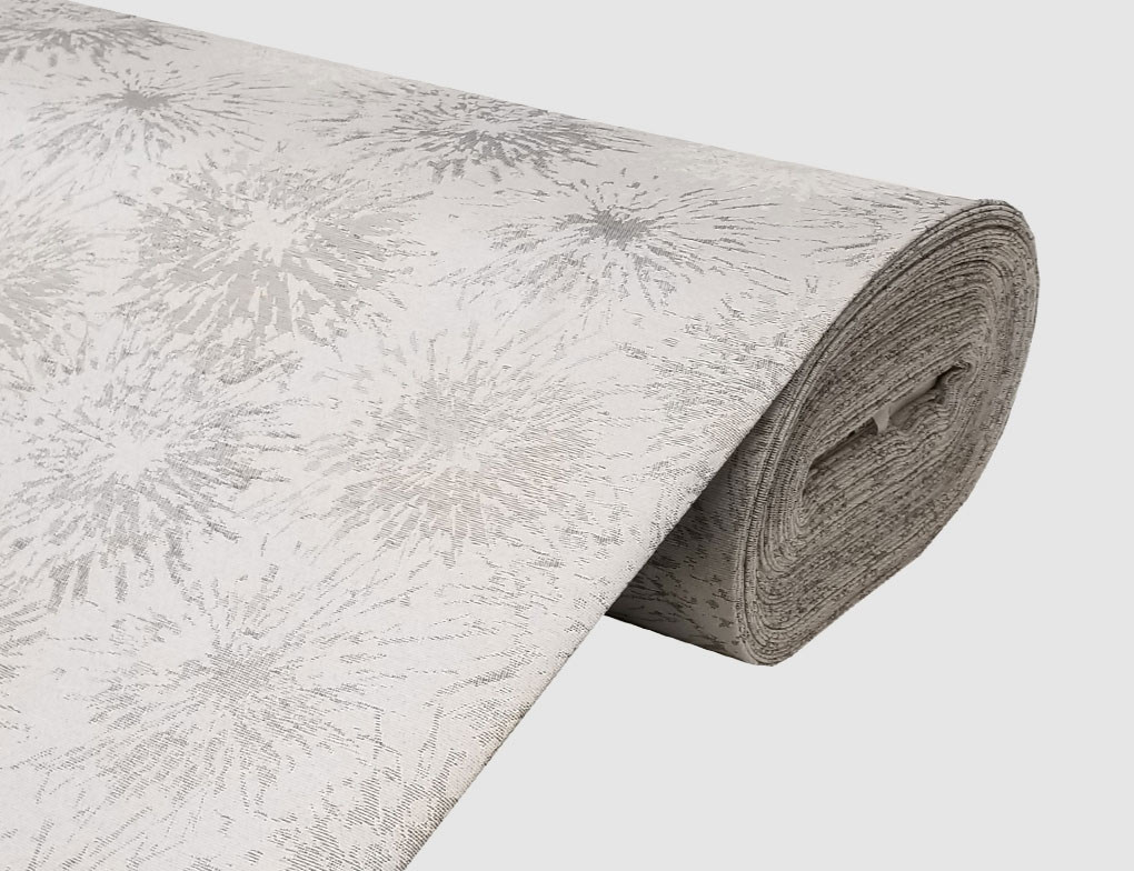Dekostoff Jacquard Blumen Grau