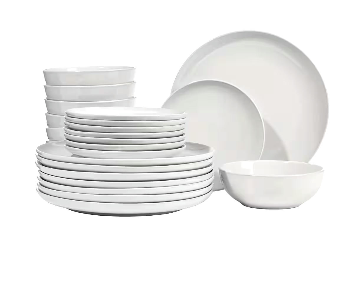 MASTER Chef Stoneware Dinnerware Set, Serves 8, 24-pc, White
