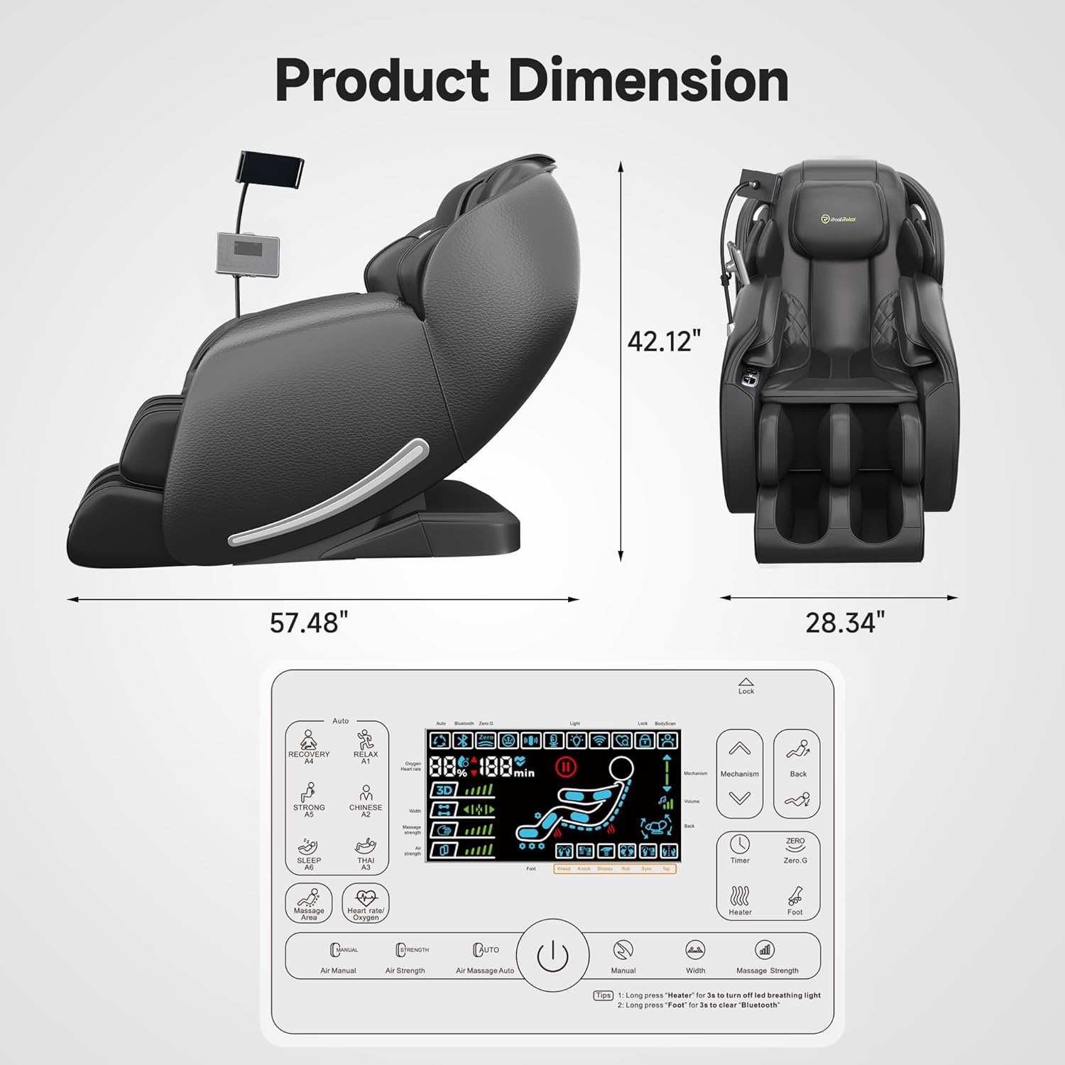 Real Relax 2026 Massage Chair Full Body,Zero Gravity SL-Track Shiatsu Massage Recliner with Upgraded Phone Controller and Holder,APP Control,Child Lock,Pause Button and Led Light,Favor-06,Black