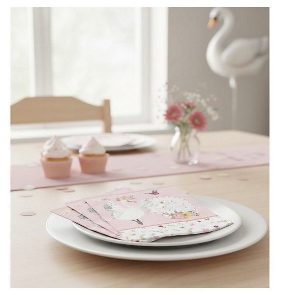 Lot de 20 serviettes en papier Princesse cygne