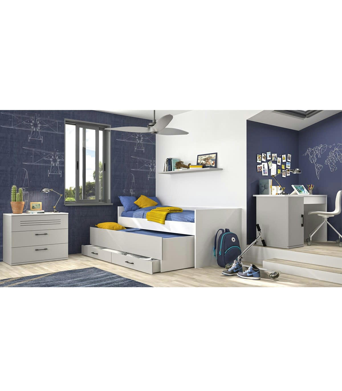 UGO - Commode 3 tiroirs blanche Enfant - 85 x H73 cm