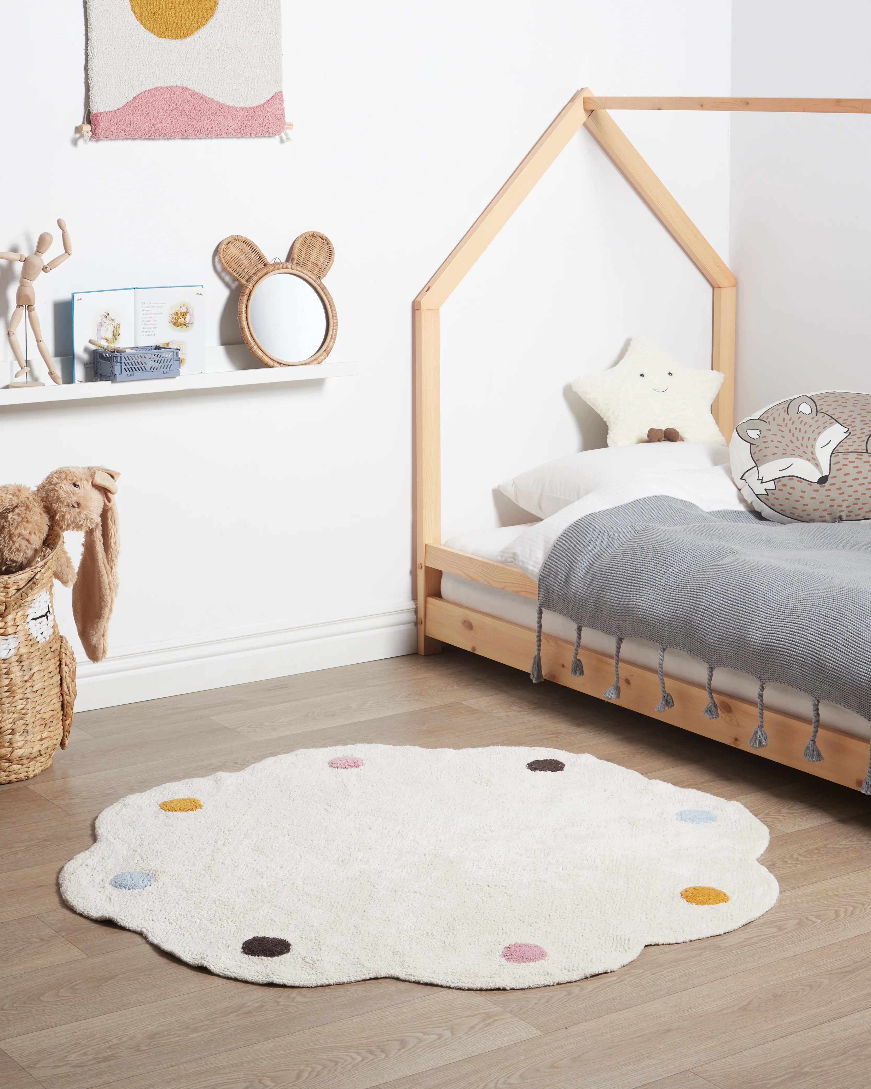 Kids Rug DUREVI Light Beige ? 120 cm Cotton