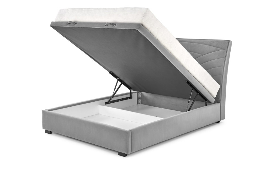 Łóżko CONTINENTAL 1 VELVET 160x200 szare z pojemnikiem/bez materaca