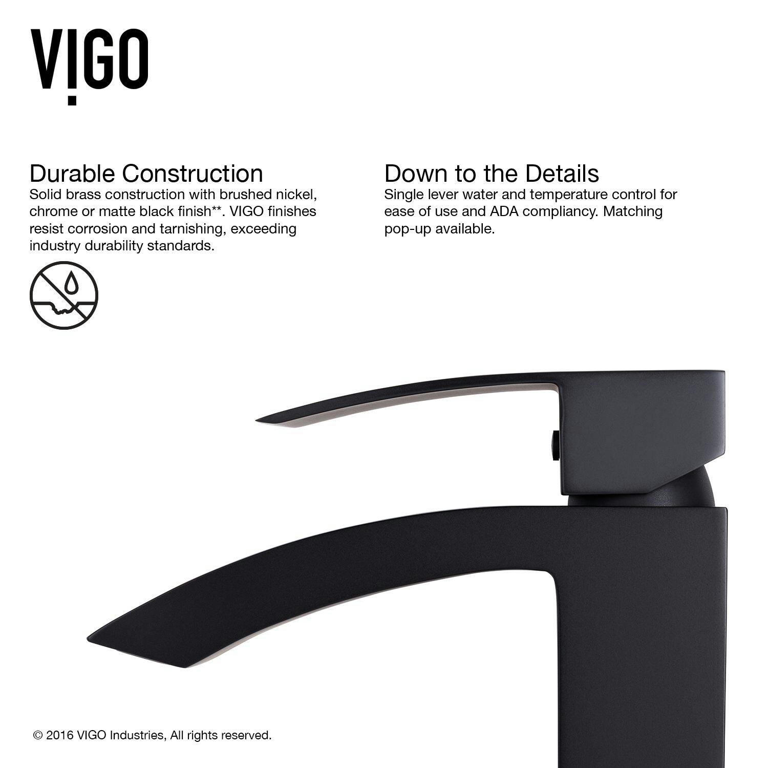 VIGO Duris Single Handle Vessel Sink Bathroom Faucet with Deck Plate, Matte Black