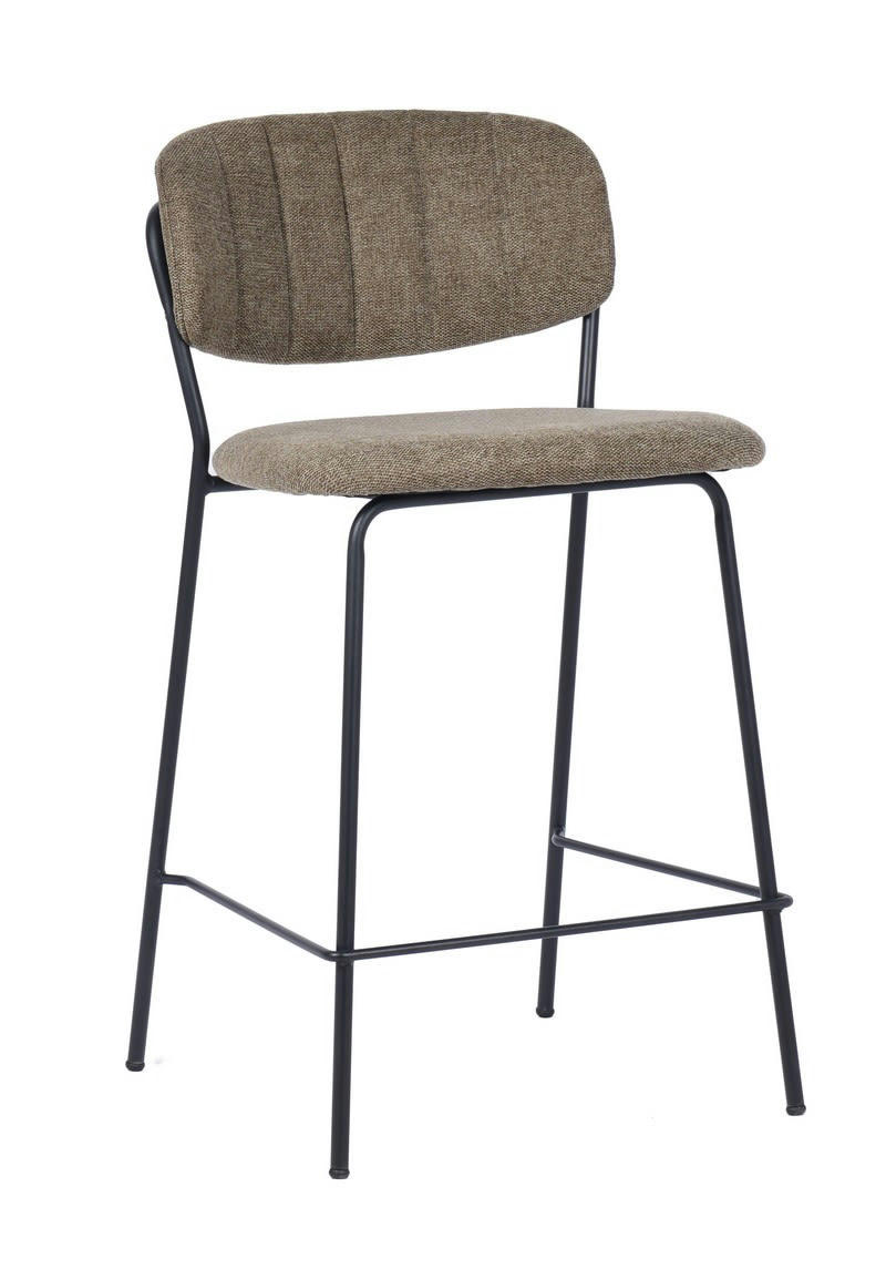 BELLAGIO - Tabouret de comptoir tissu taupe