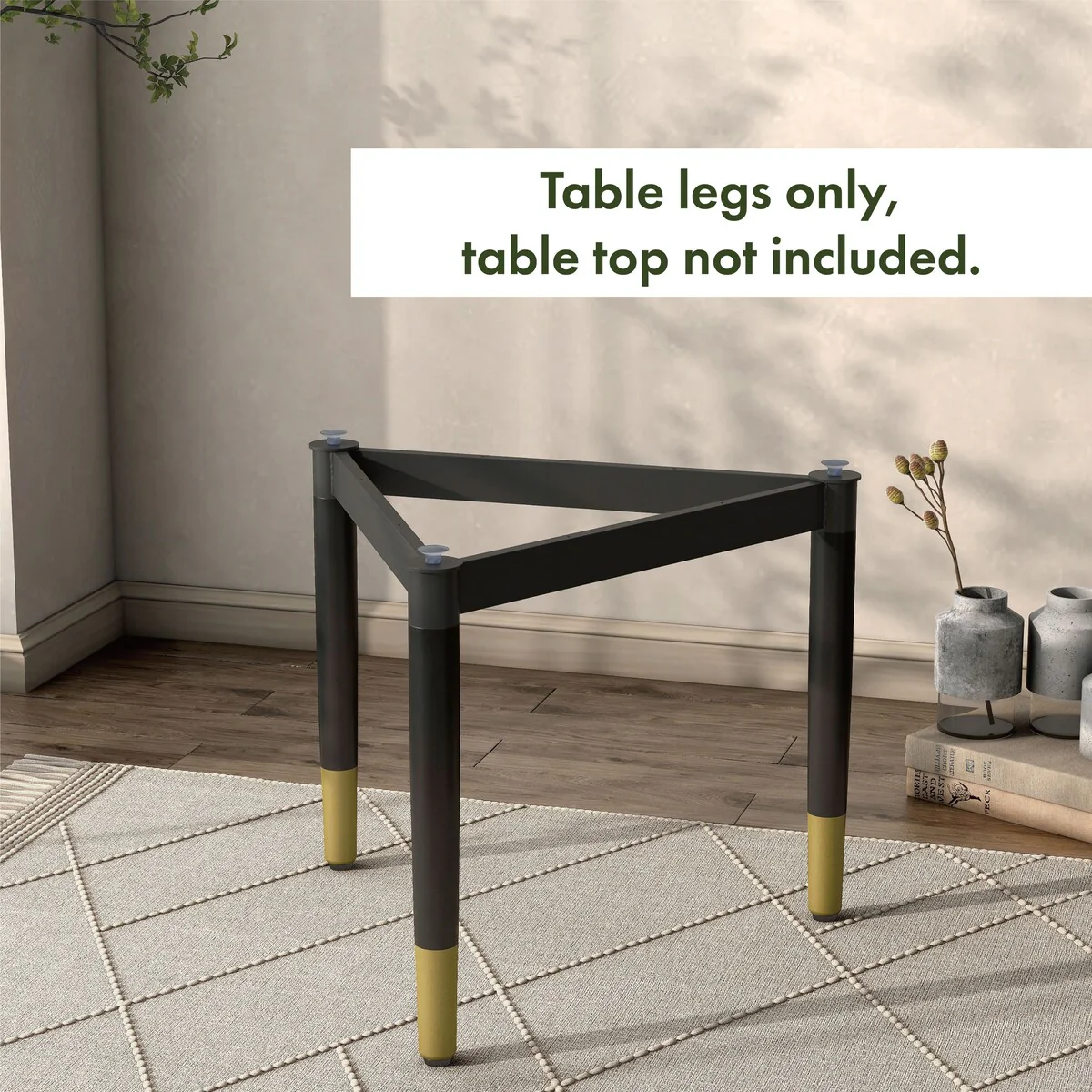 Furniture of America Mil Modern Tapered Black & Gold Table Legs for Coffee Table