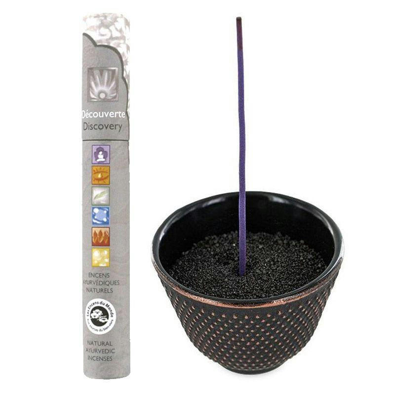 ZEN - Porte-encens coupelle en fonte zen noir & or + encens ayurvédique