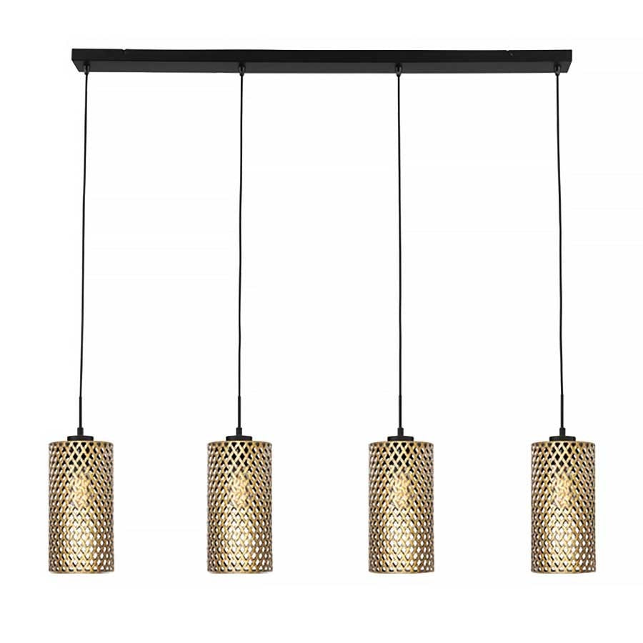 Freelight hanglamp Cestino - 4 lichts - 120 x 150  cm - zwart - goud