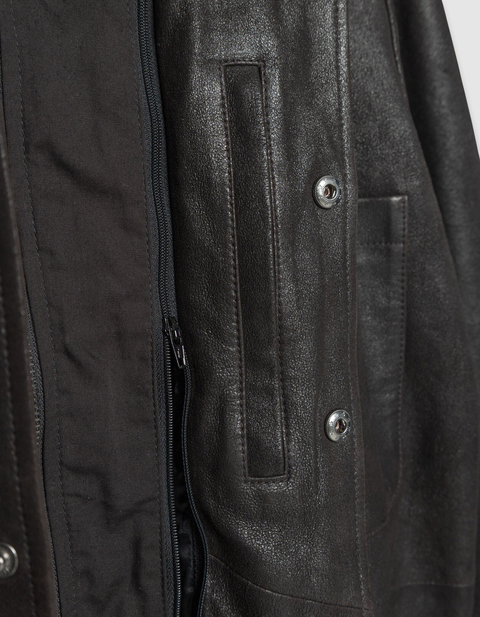 Surchemise marron cuir capuche amovible Homme