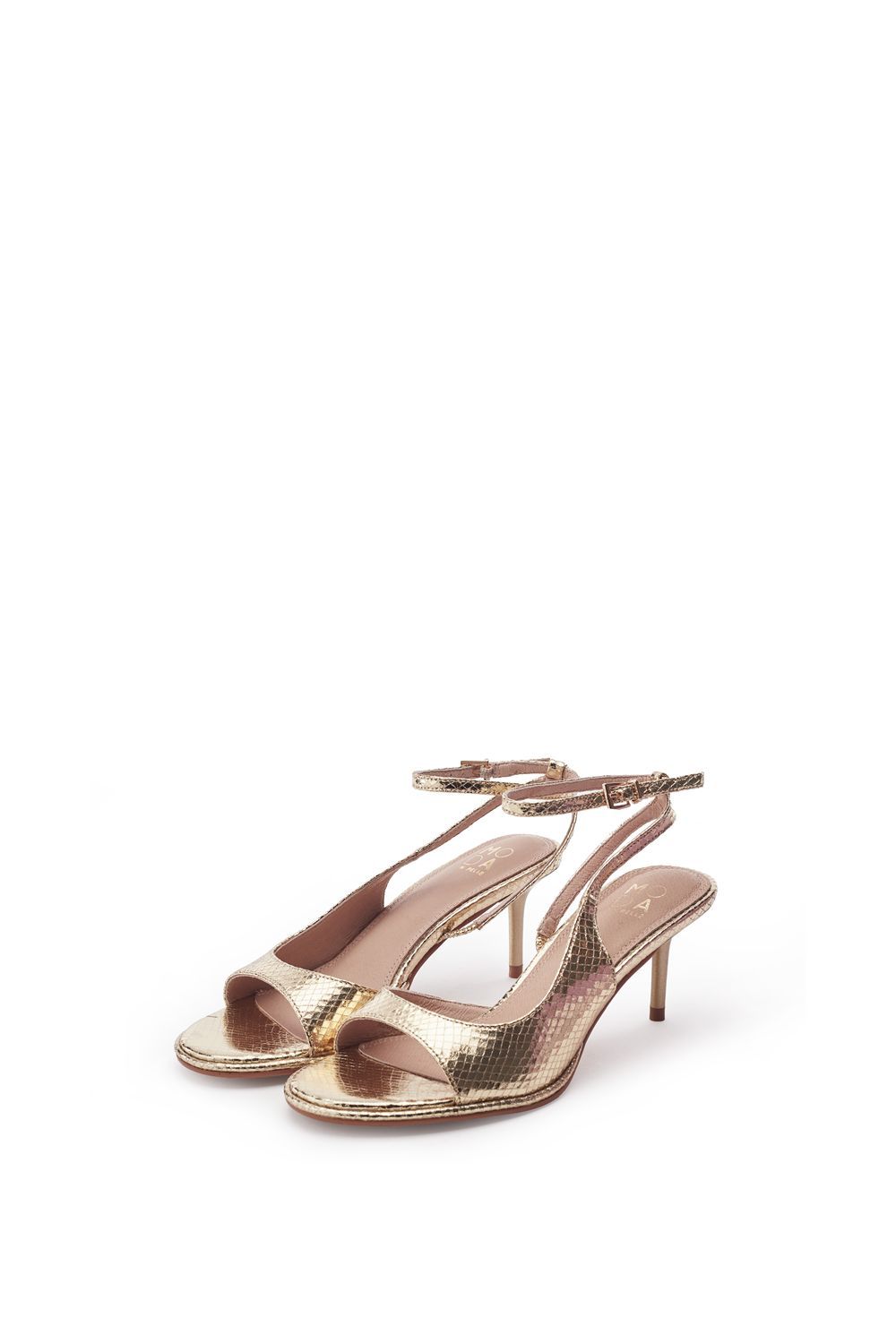 Moda In Pelle Manella' Snake Print Heeled Sandals
