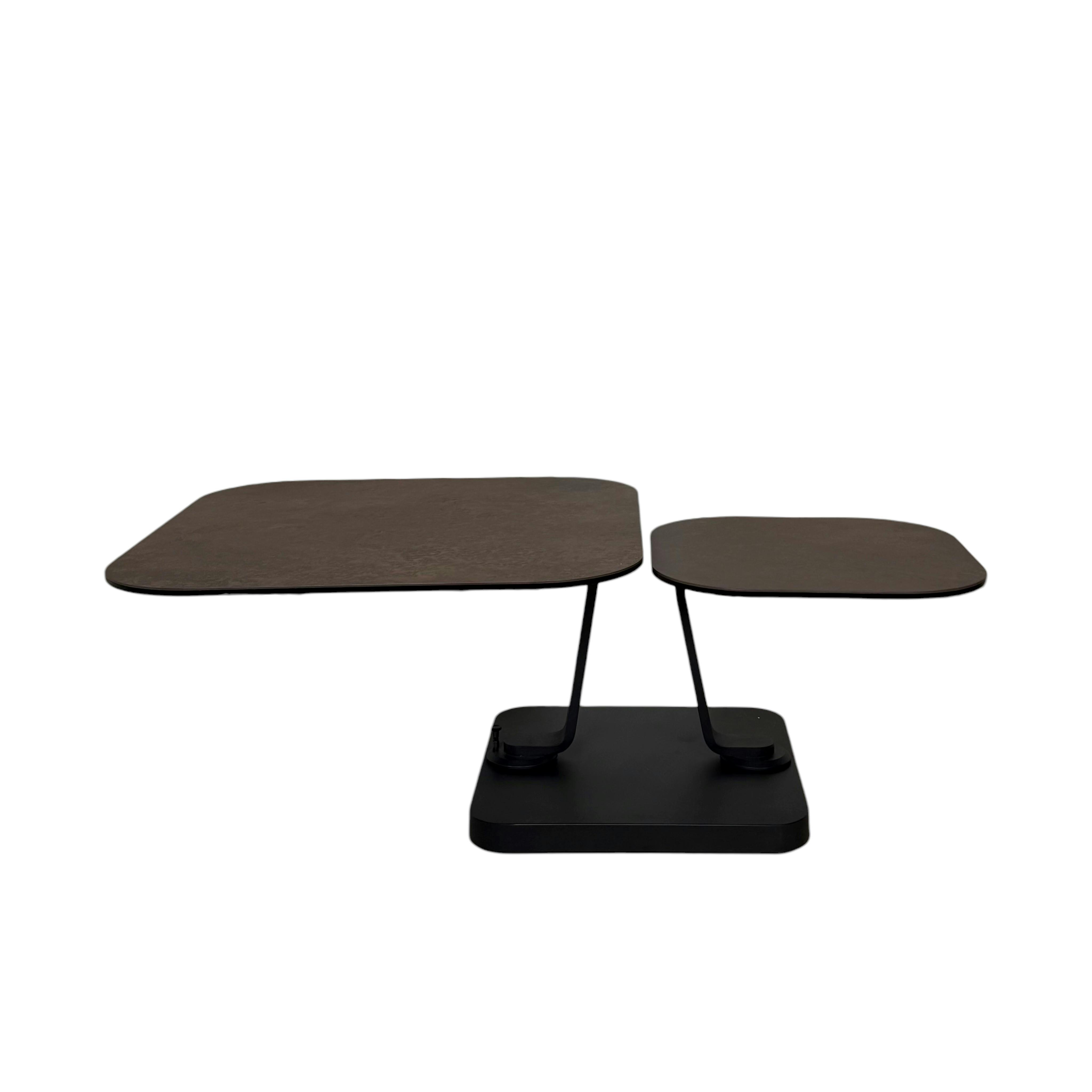 Table basse céramique bronze plateaux déployants LOMBARDIE