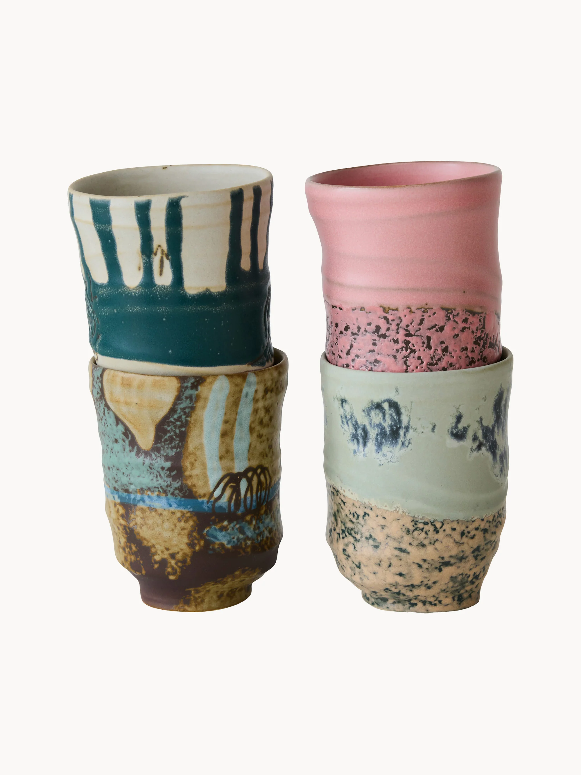 Handbemalte Becher Artist Ceramics, 4er-Set