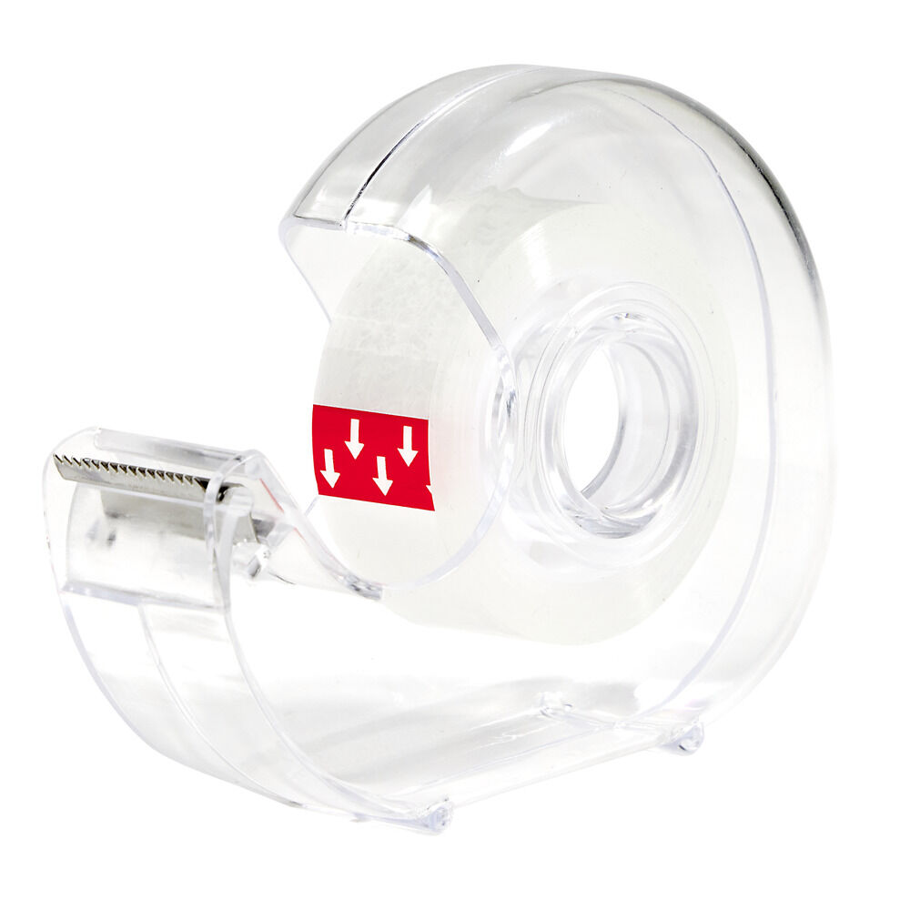 Rouleau adhésif avec dévidoir plastique transparent