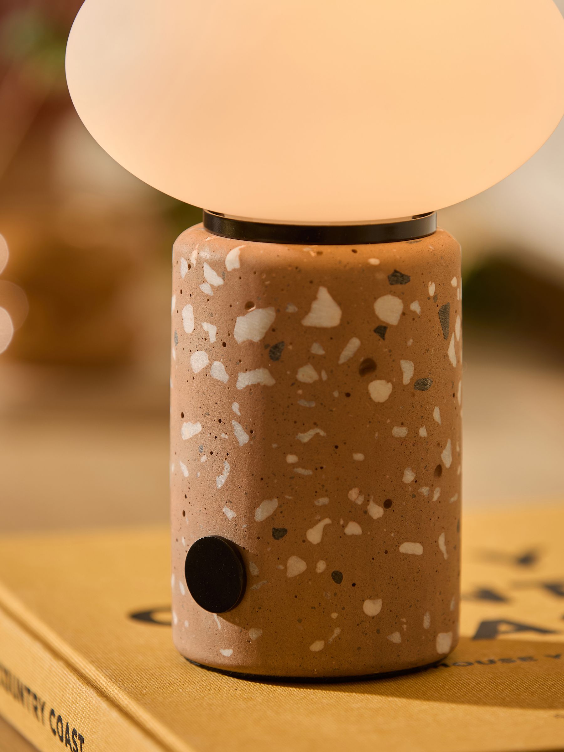 Mirissa USB Wireless Table Lamp in Brown Terazzo