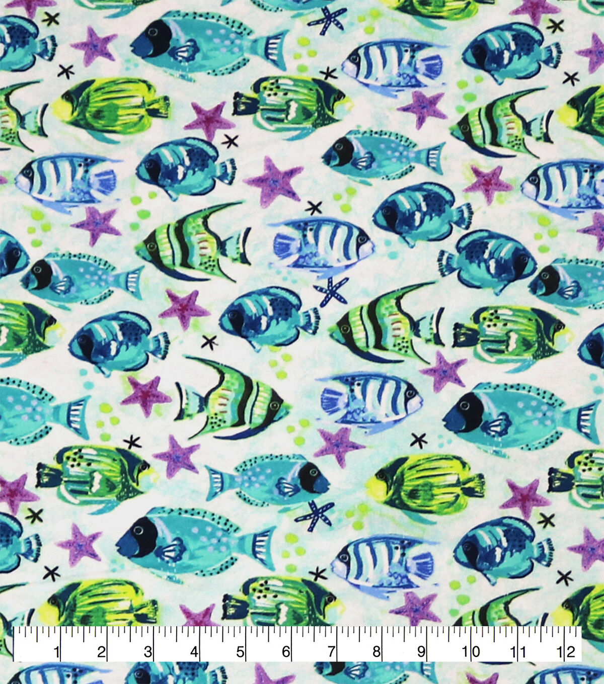 Super Snuggle Bright Ocean Fish Flannel Fabric
