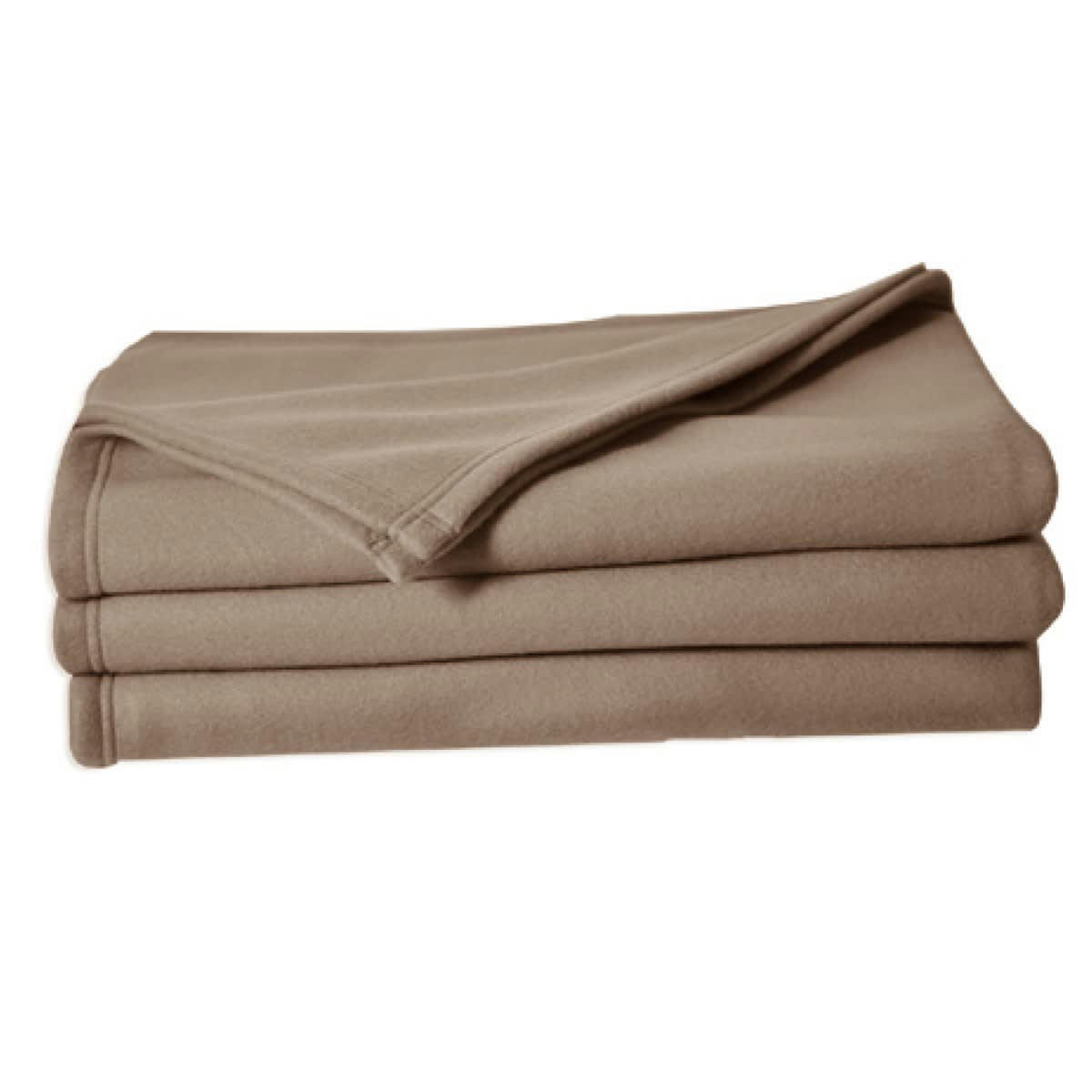 POLAIRE NON FEU - Couverture plaid polaire 320gr en polyester taupe 220x240 cm