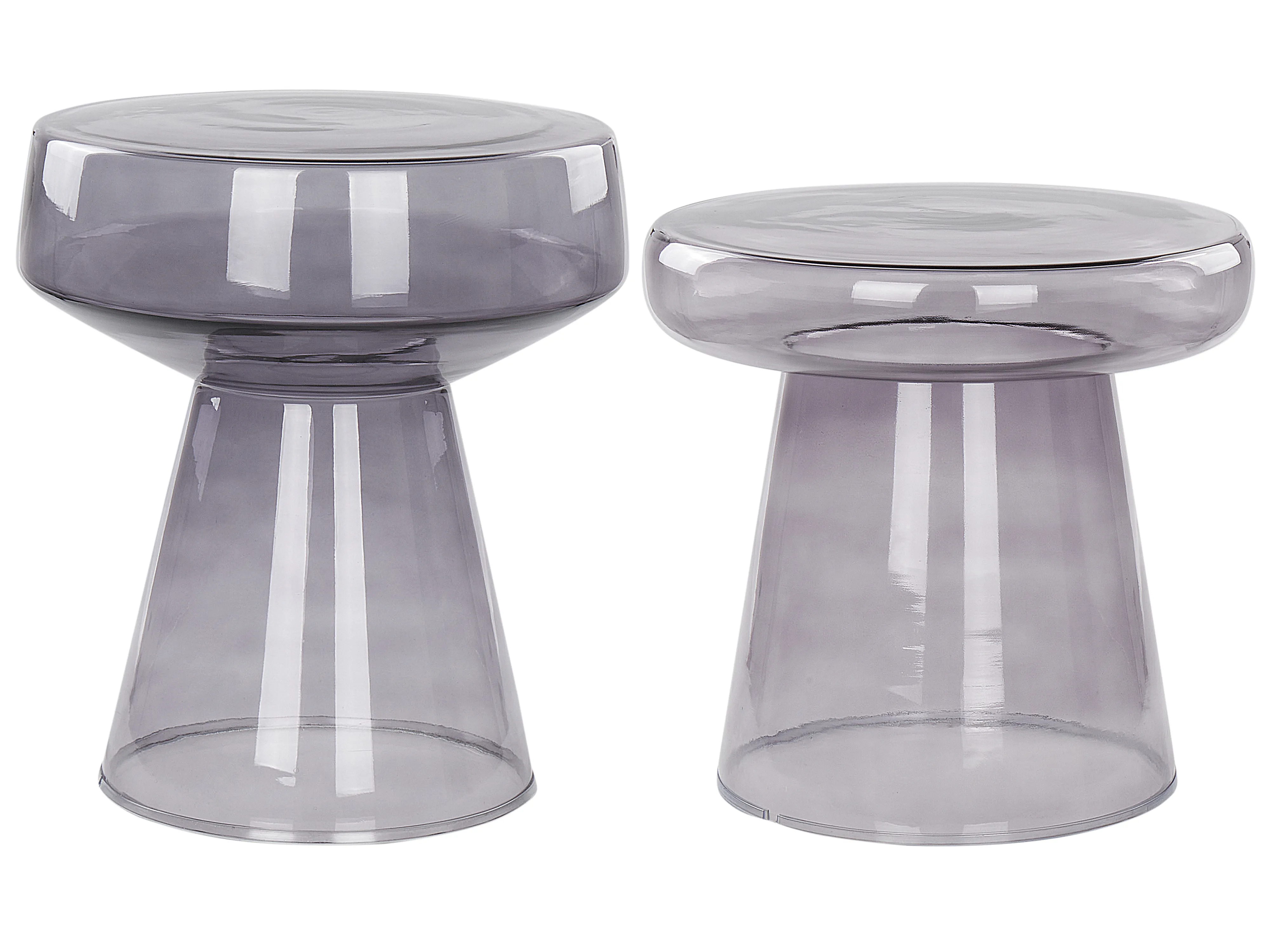Set of 2 Side Tables LAGUNA/CALDERA Glass Grey