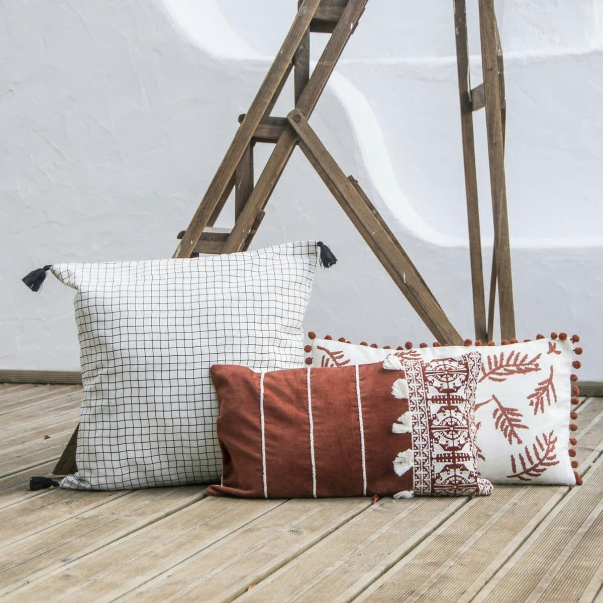 NEO BERBERE - Housse de coussin coton  50x30 rouge brique