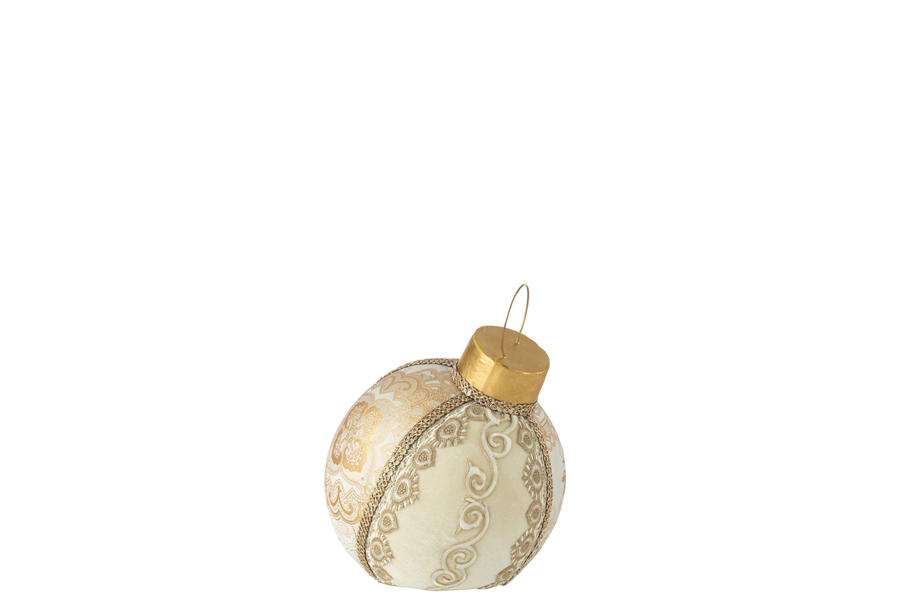 J-Line kerstbal Patroon - polyfoam/textiel - goud - small