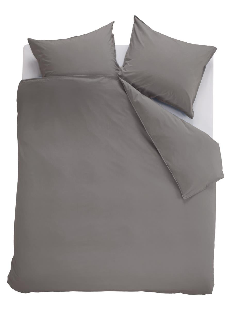 Ambiante Cotton Uni dekbedovertrek - Effen - Lits-Jumeaux - 240x200/220 cm - Grijs