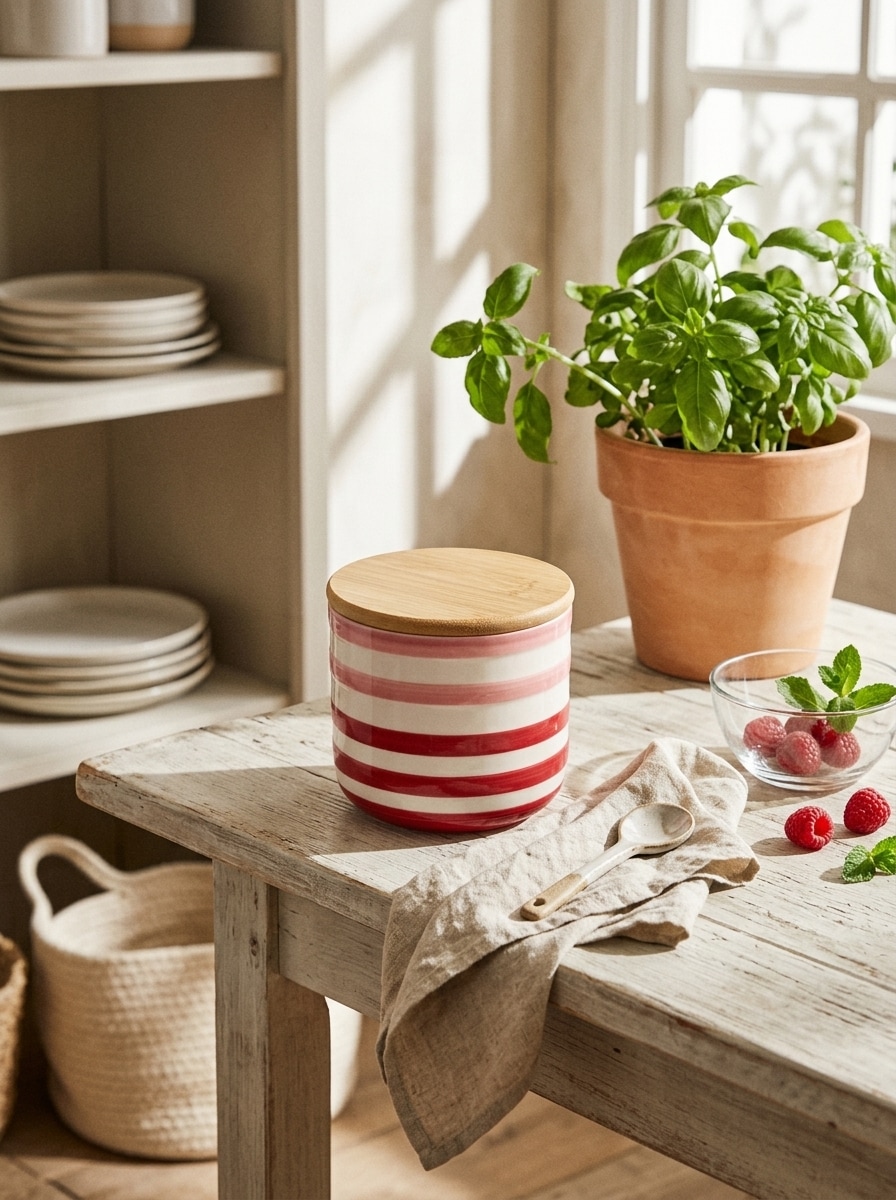 Ceramiczny pojemnik na żywność z bambusową pokrywką