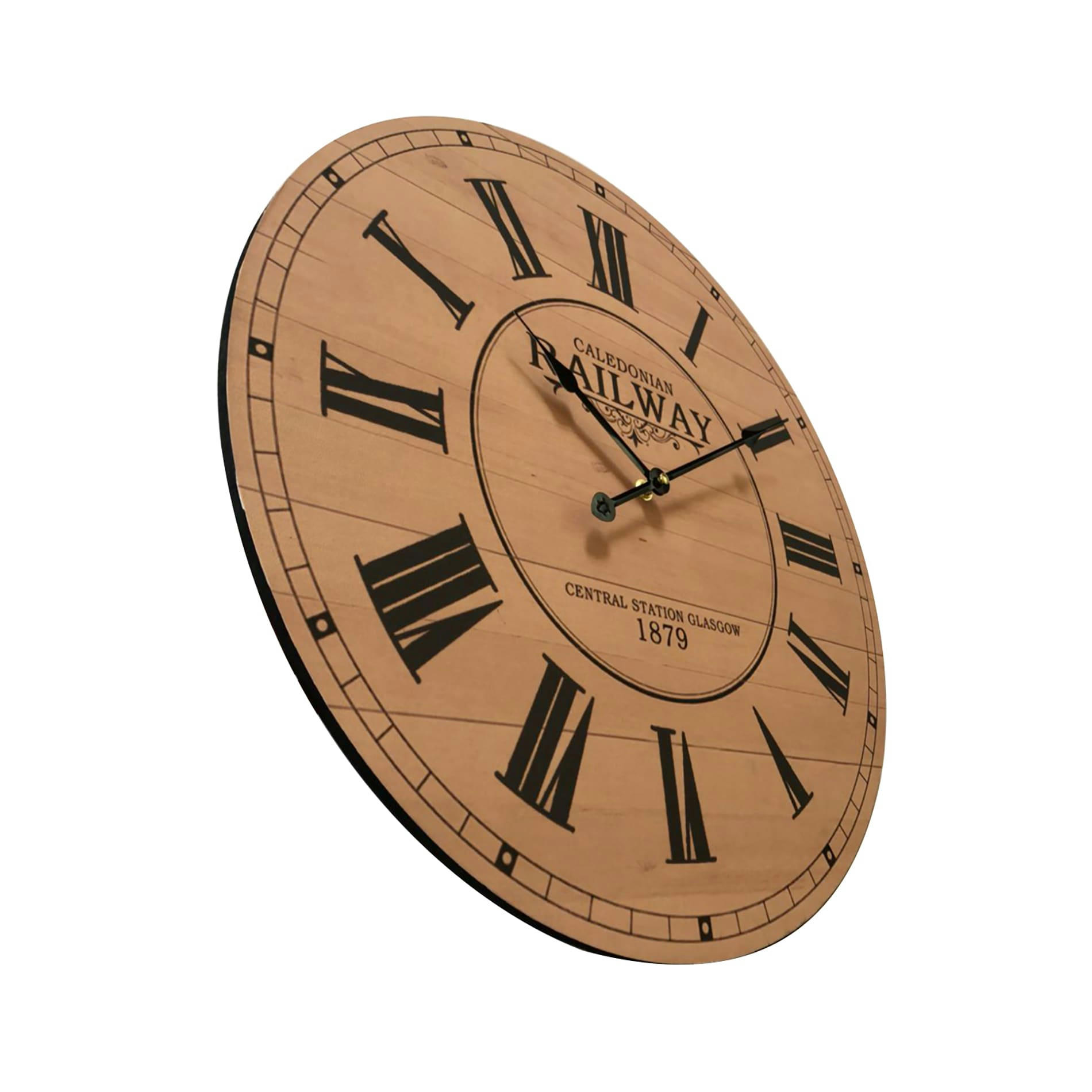 - Horloge murale à chiffres romains en MDF noir et marron ø 50 cm