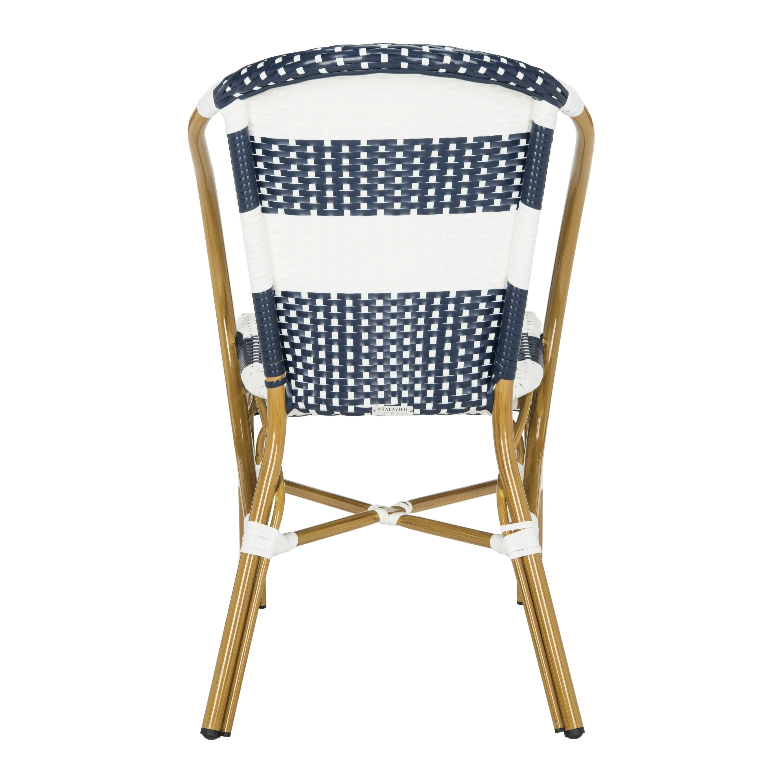 SAFAVIEH Sarita Outdoor Parisian Bistro Stacking Navy/White Striped Side Chair (Set of 2) - 21W x 25D x 34H