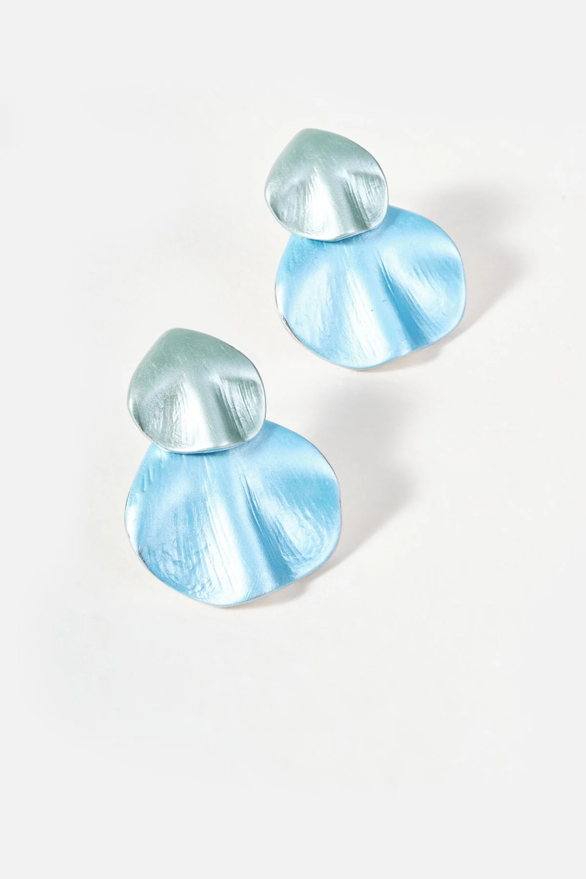 Blue Petal Double Drop Earrings