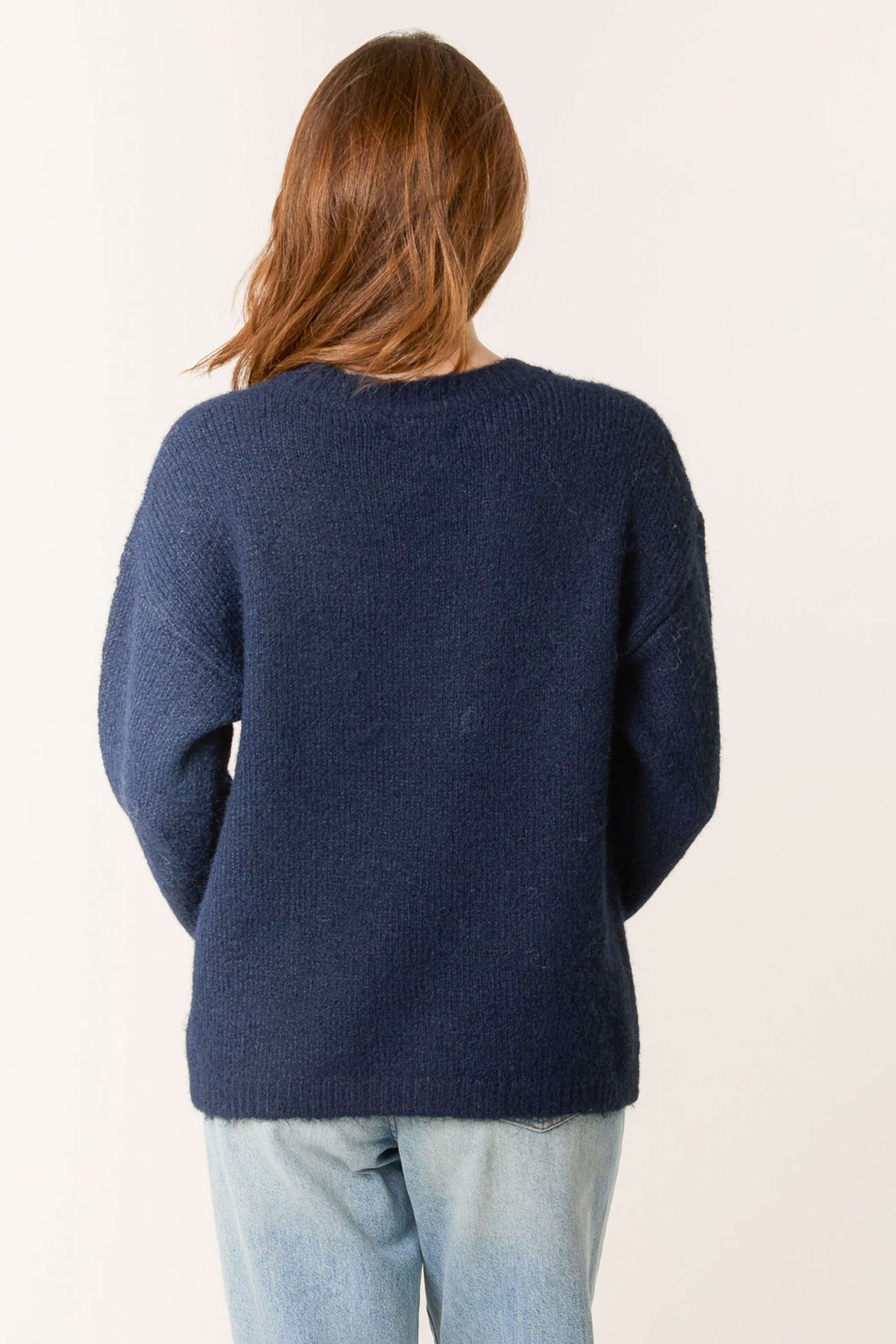 Blue Vanilla Navy Jumper With Embroidered Flowers