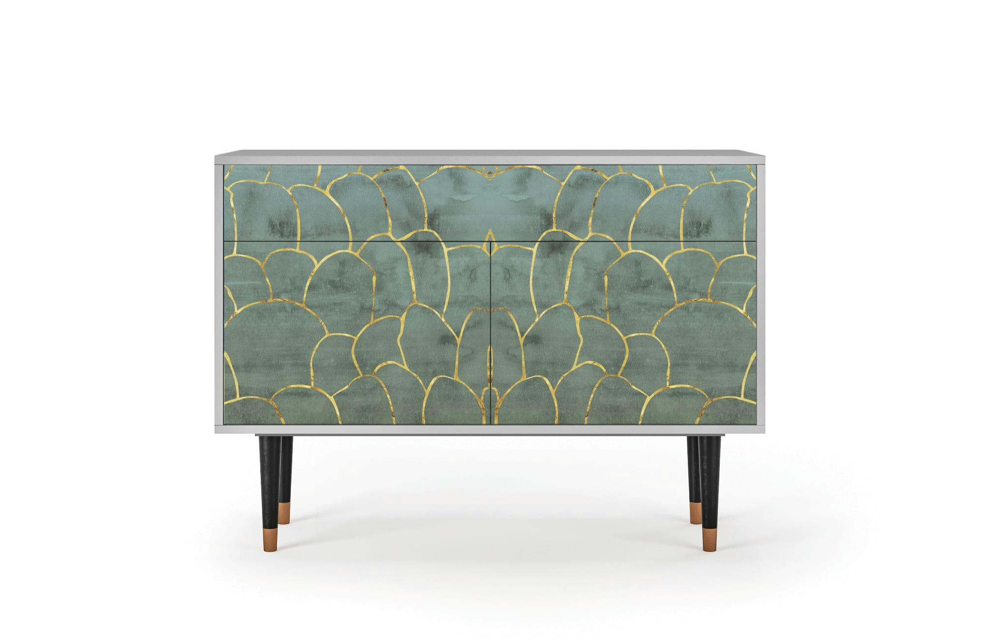 MAGNIFICENT WATER LILY - Buffet  bleu-vert 2 tiroirs et 2 portes L 115 cm