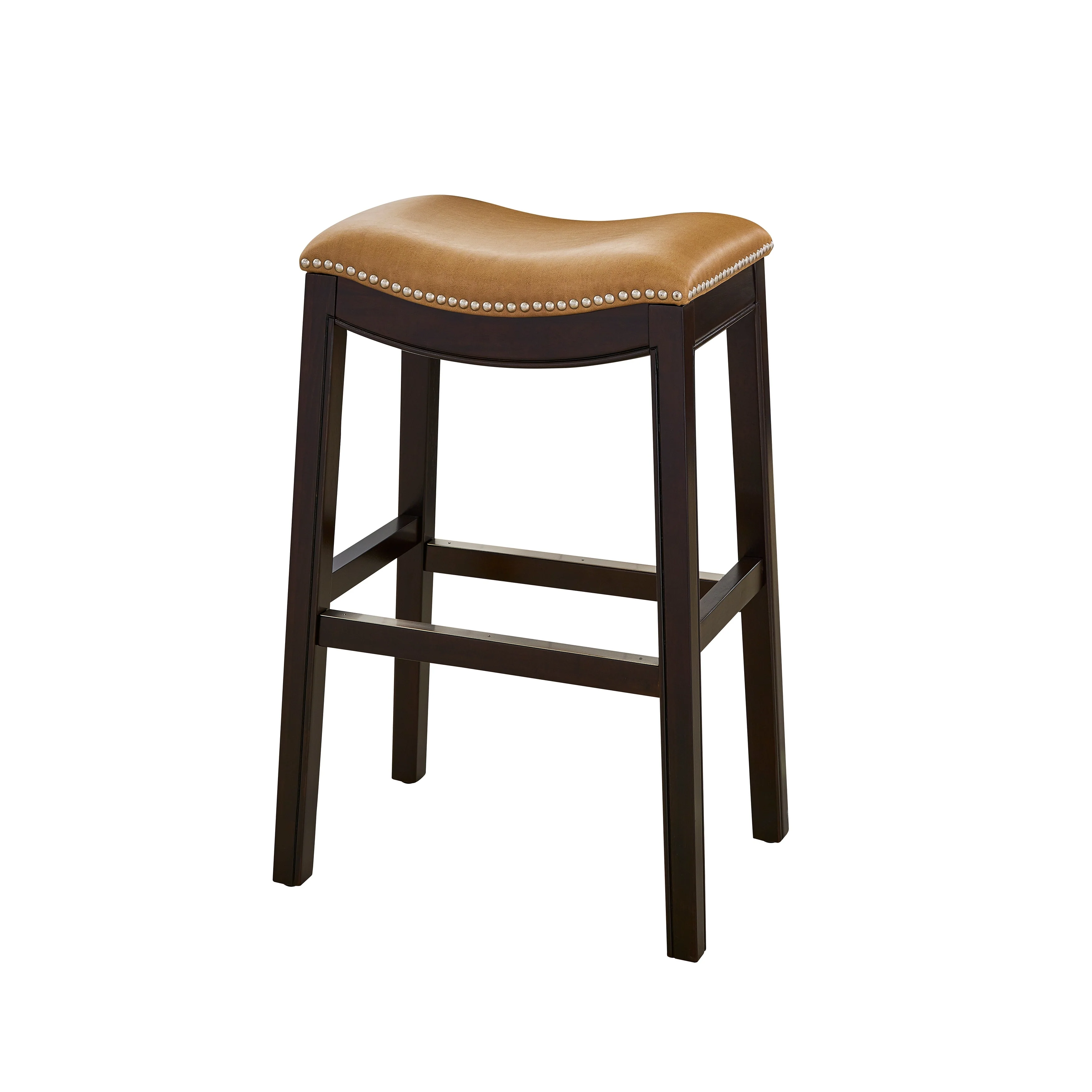 Julian 31 Espresso Bar Stool with Tan Faux Leather seat