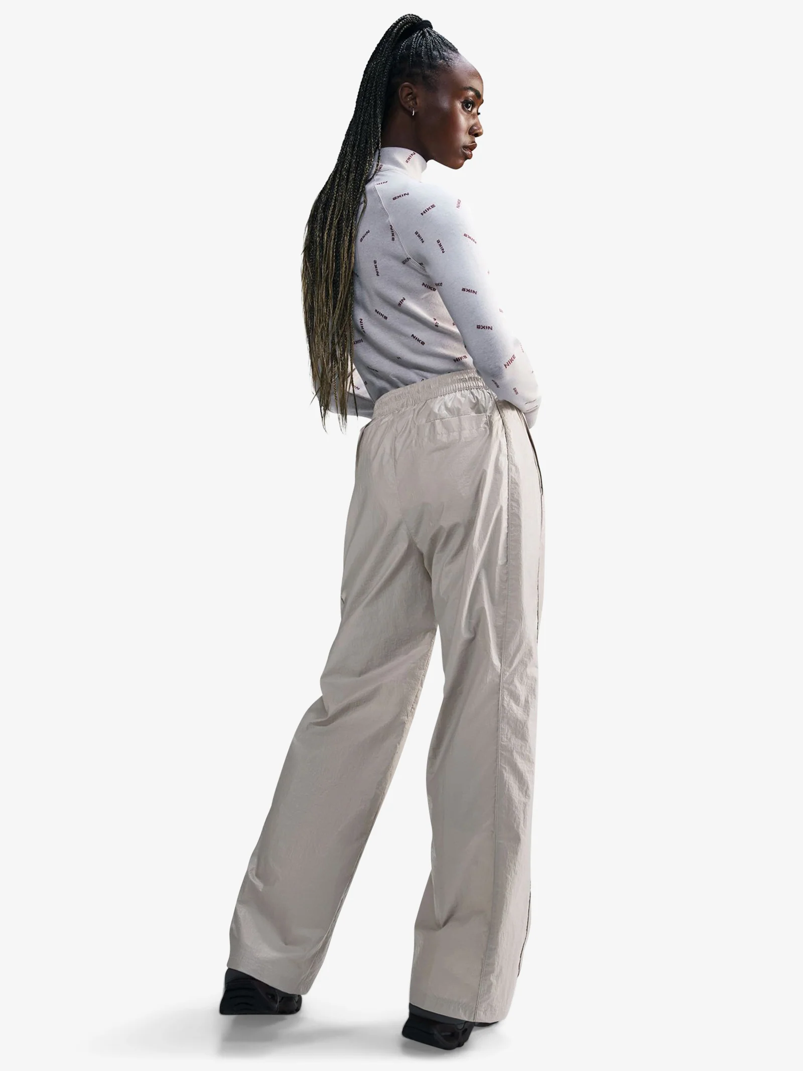Women's Woven High-Waisted Open-Hem Pants