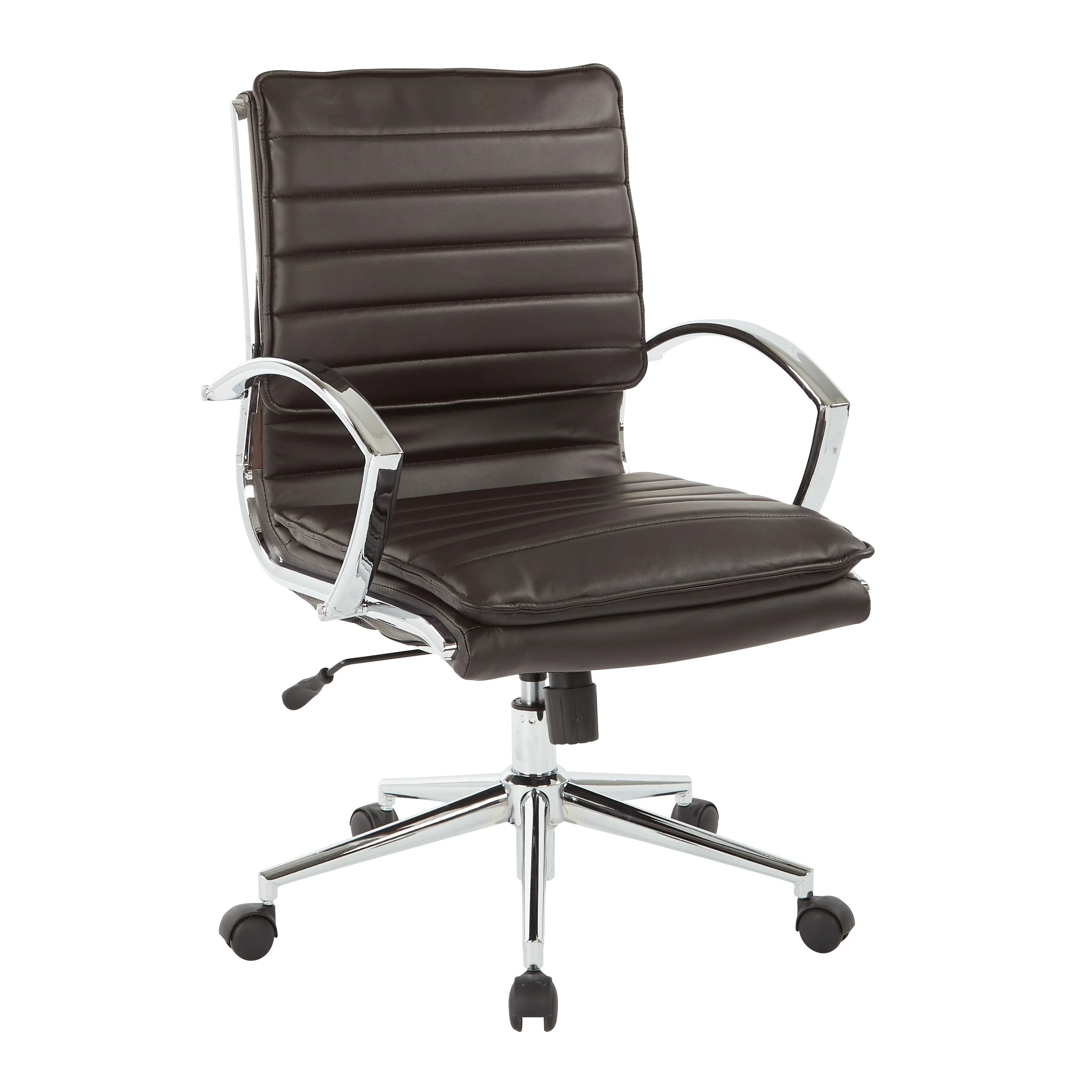 Faux Leather Chair/ Chrome Base Mid-back Professional Managers Chair w/ Removable Sleeves