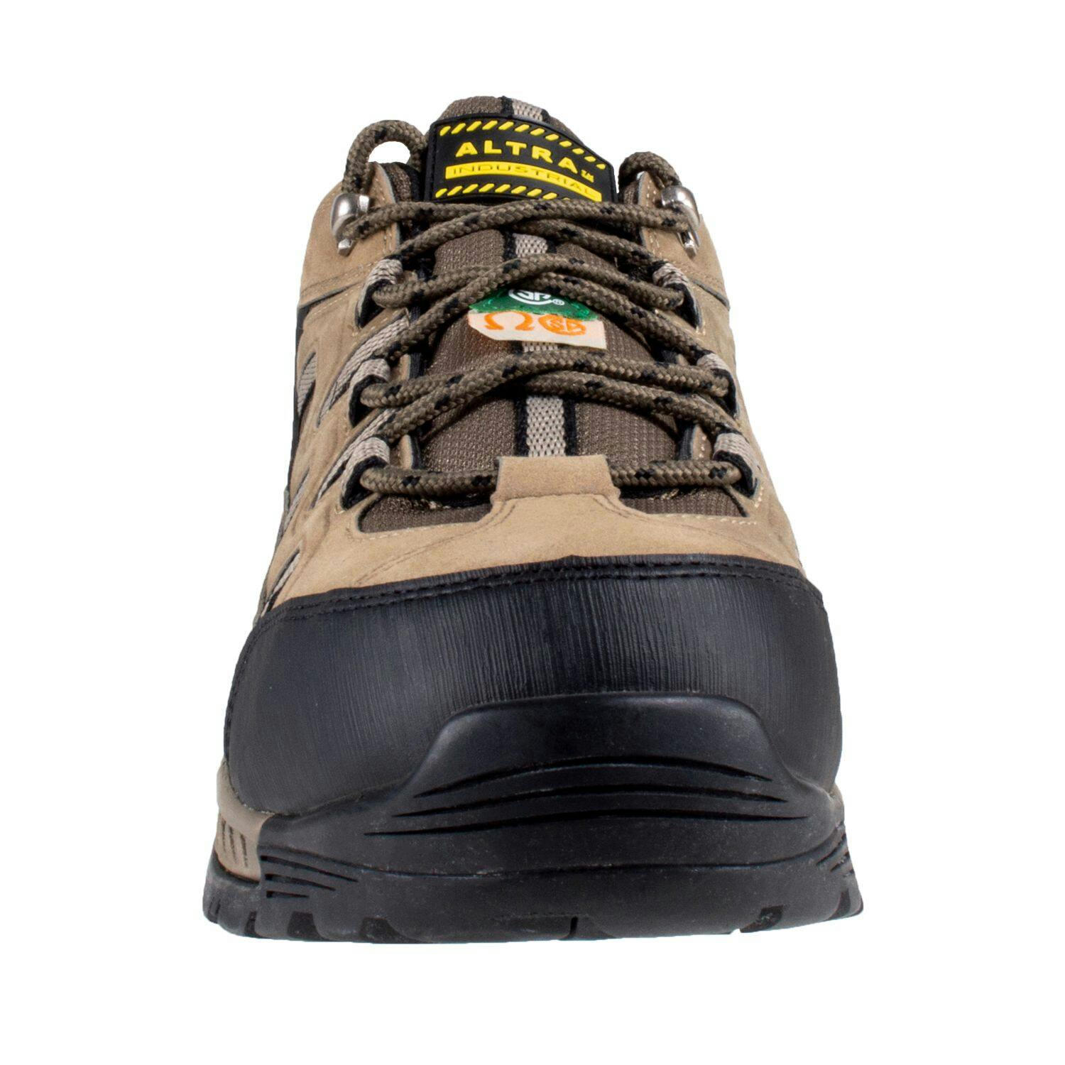 Altra Shield Men's CSA Low-Cut Steel Toe Safety Hiking Shoes, Heel and Toe Guards, Brown