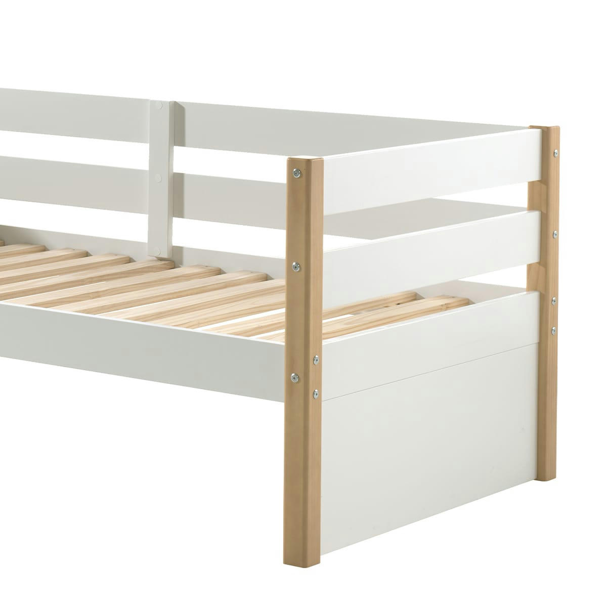 MARGRIT - Lit banquette 90x200 sommier inclus blanc naturel