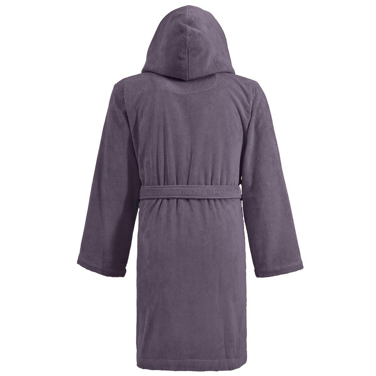 CONSTANCE - Peignoir court à capuche velours  myrtille M