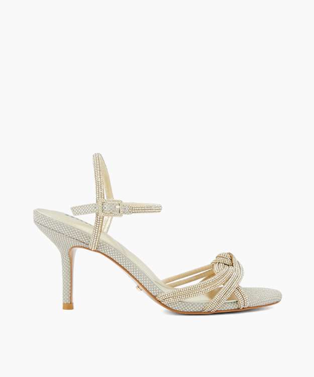Marvelous Gold - Diamante Detail Heeled Sandal