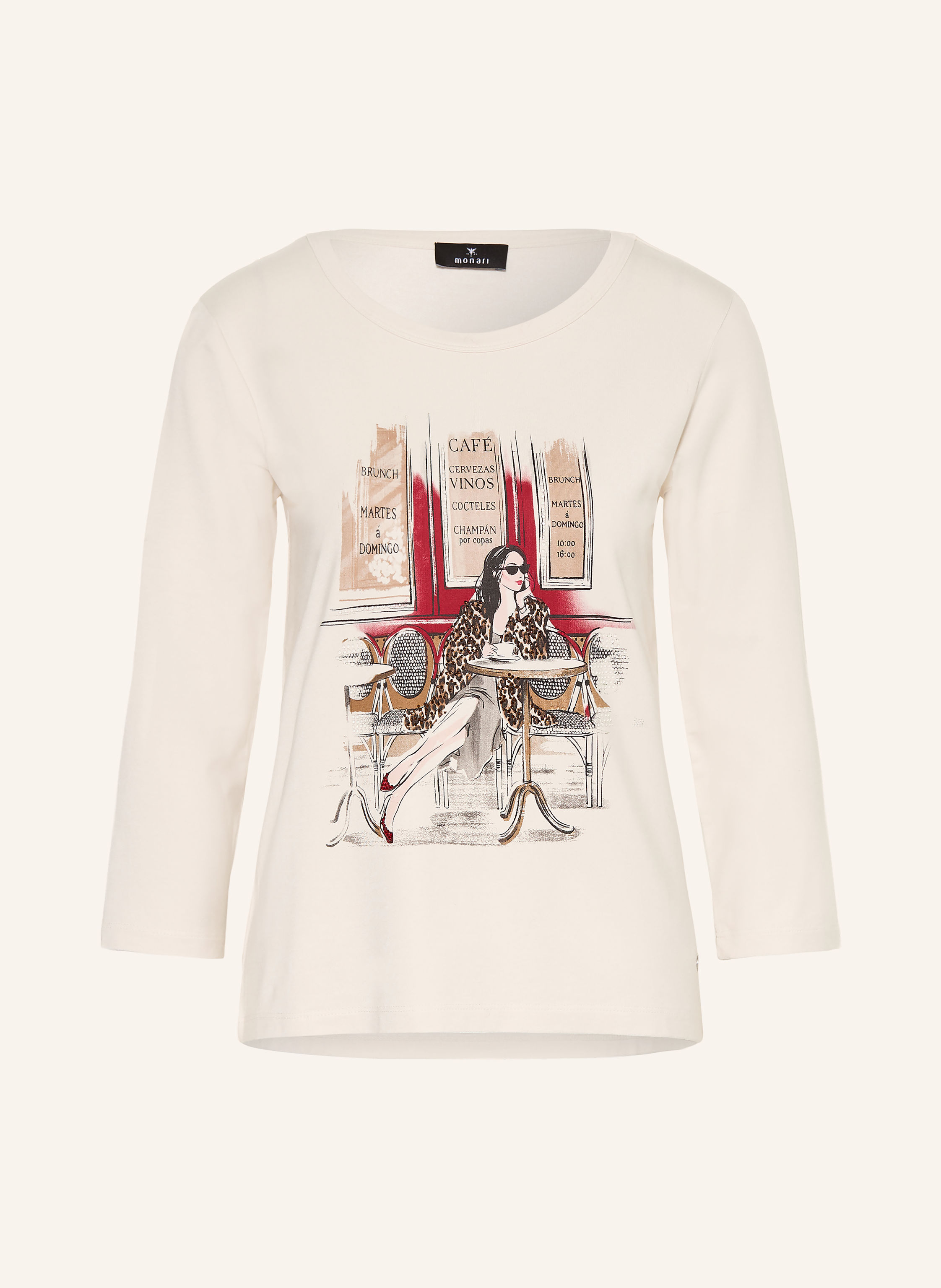 monari Shirt mit 3/4-Arm und Schmucksteinen