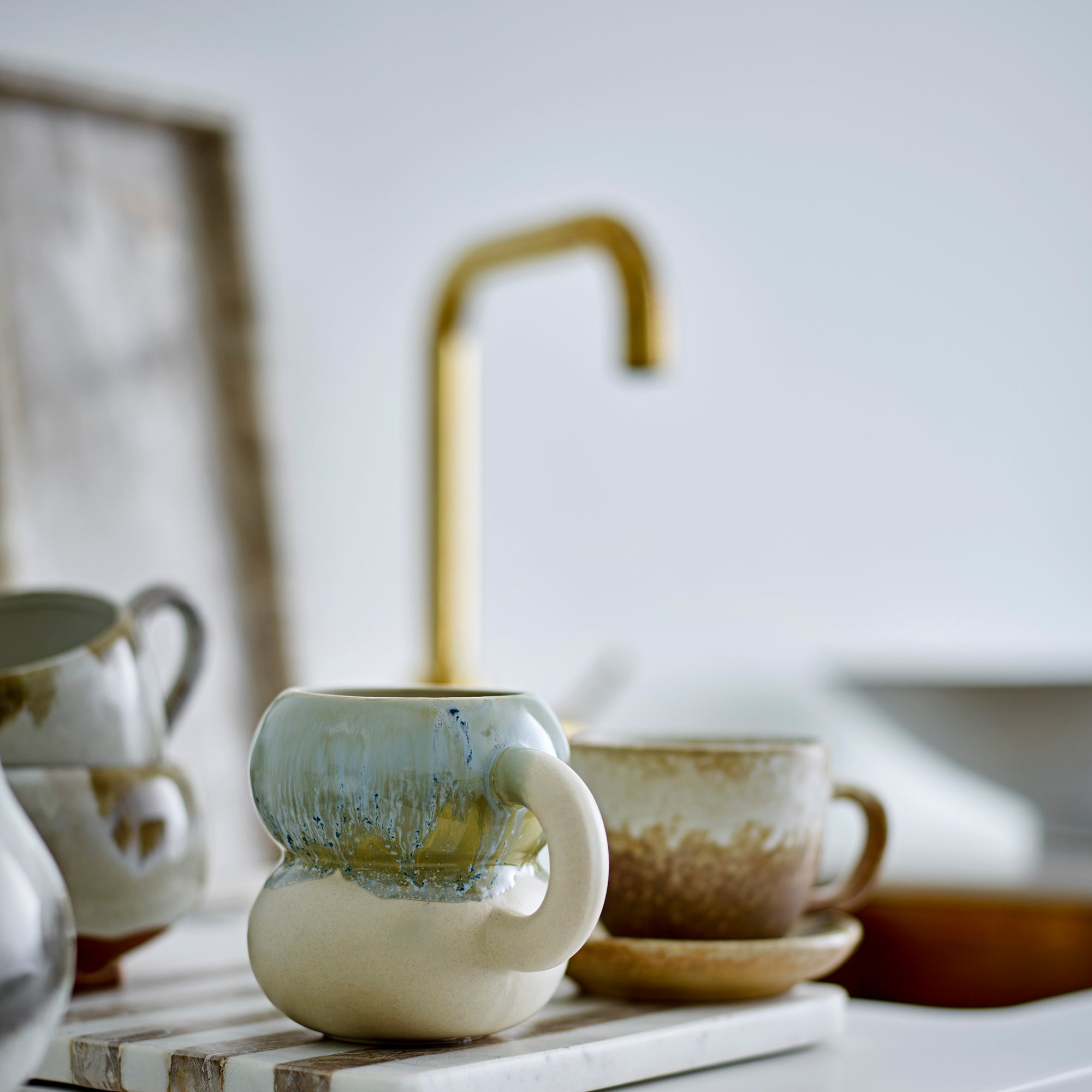 Bloomingville Luna Mokken 0,4 L - Set van 4 - Blauw